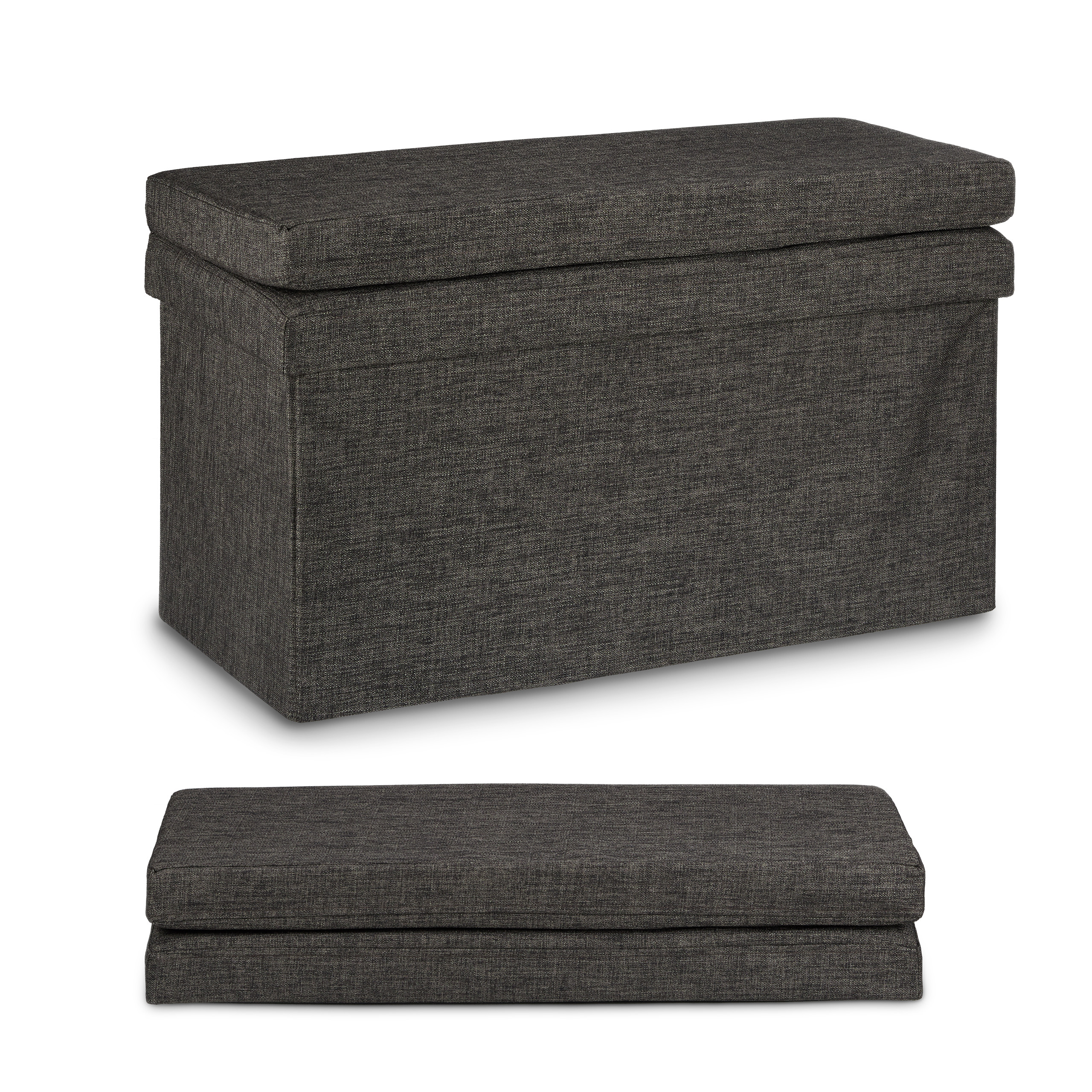 Baul almacenamiento taburete plegable puff organizador 77 L 9 kg ligero - Imagen 24 de 24