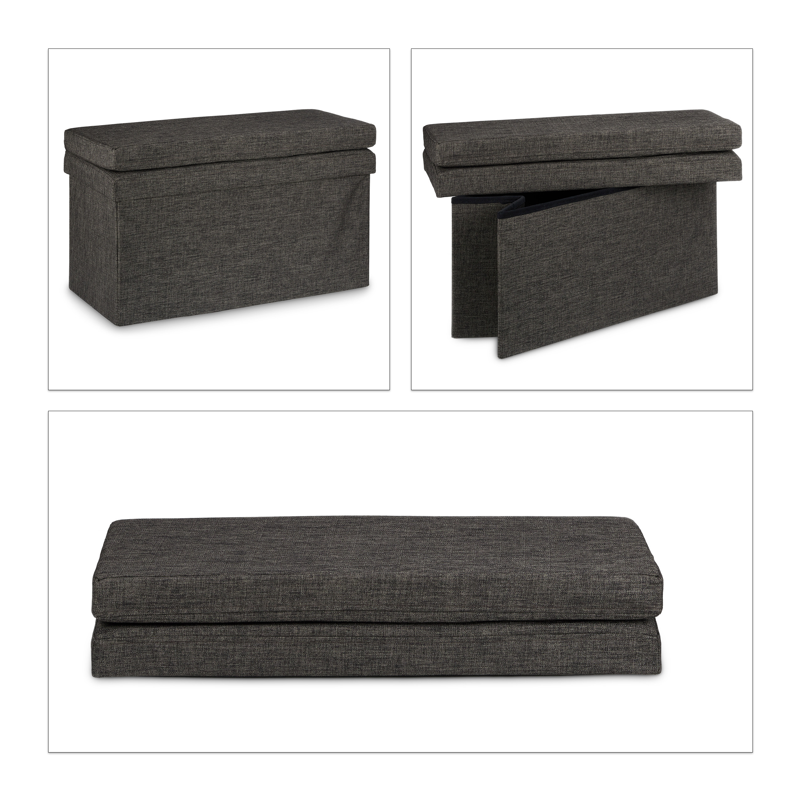 Baul almacenamiento taburete plegable puff organizador 77 L 9 kg ligero - Imagen 20 de 24