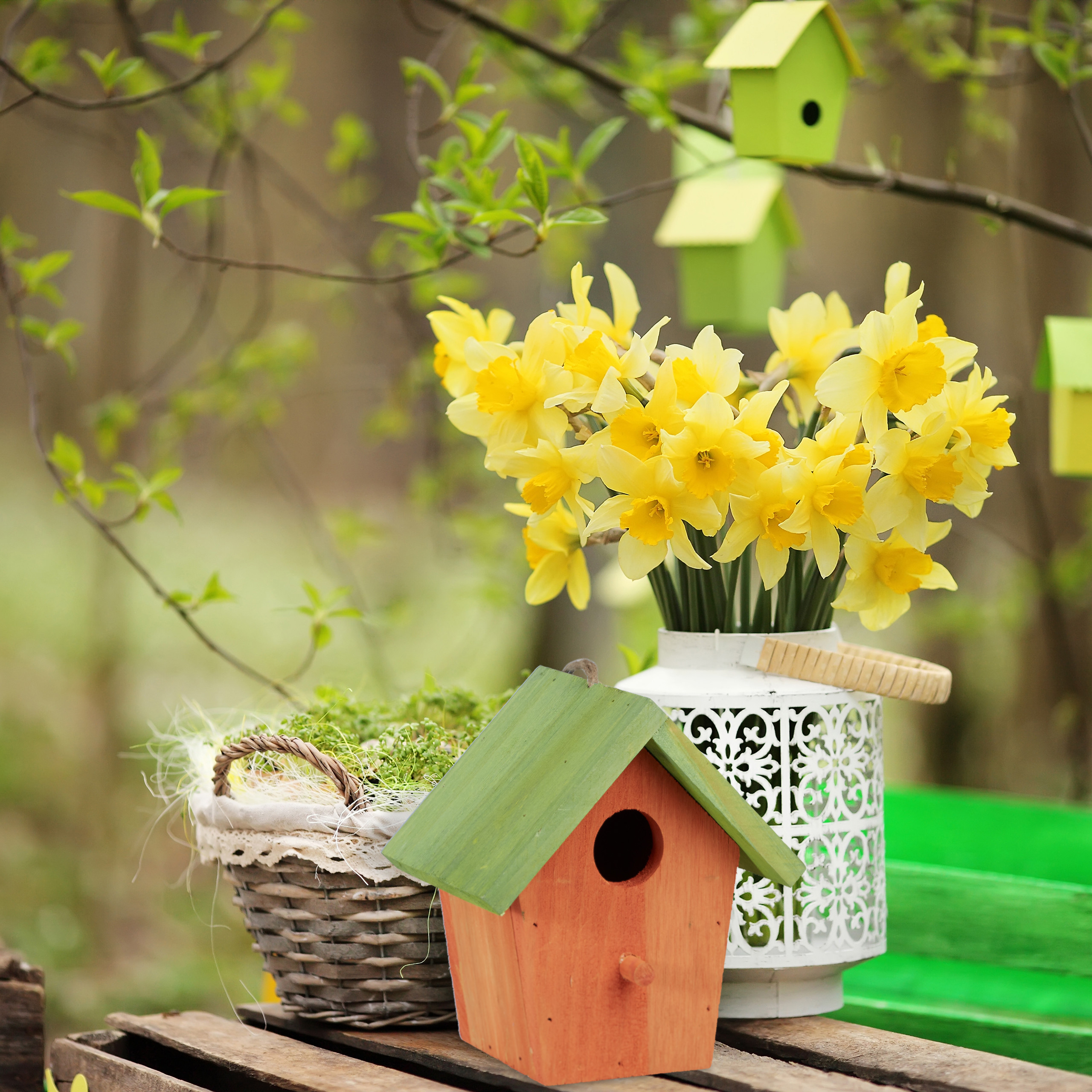 Deko Vogelhaus Vogelhäuschen Frühlingsdeko Deko-Nistkasten Mini-Vogelhaus