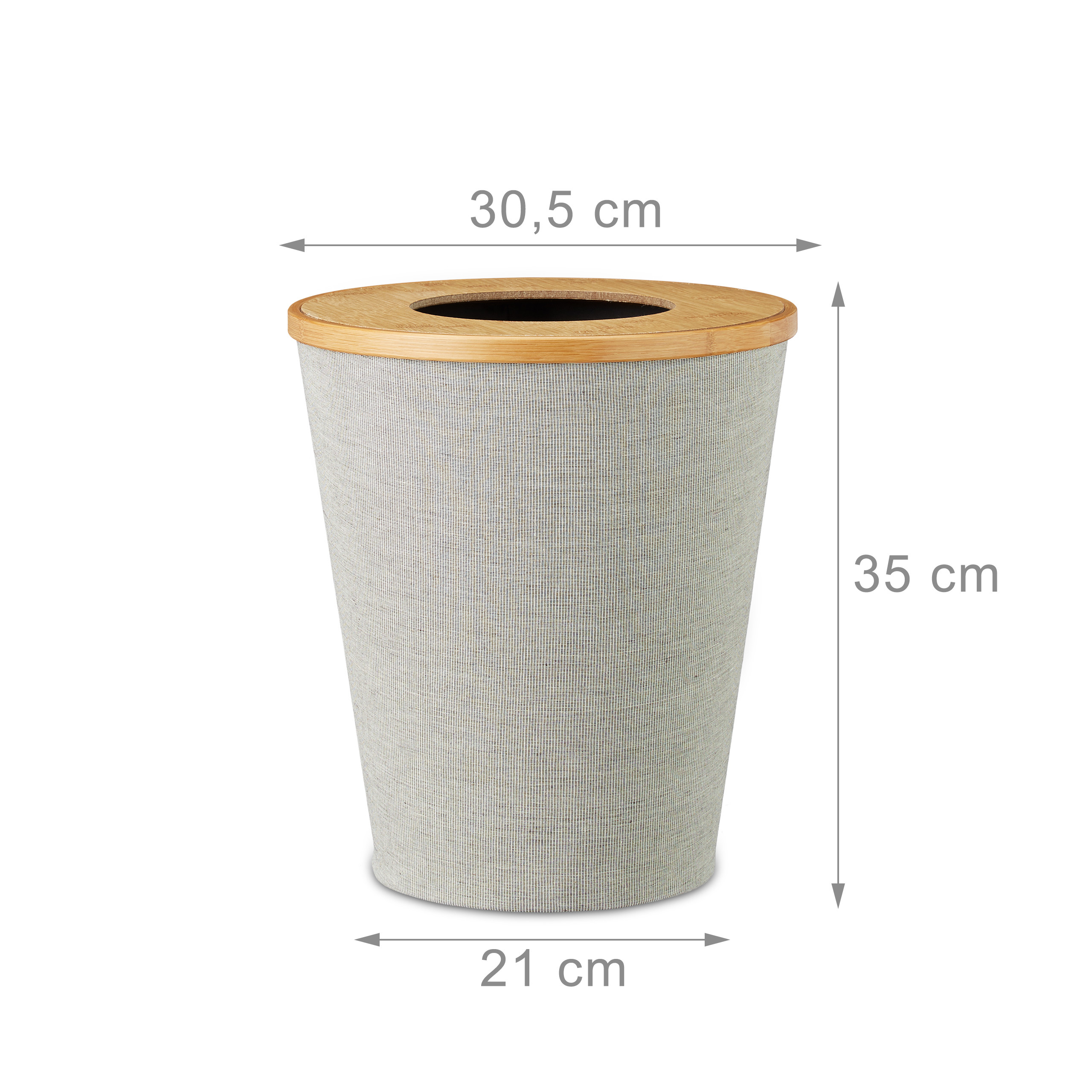 Papierkorb bambus Abfallbehlter rund Mlleimer mit Deckel 10,5 l grau 10 l  | eBay