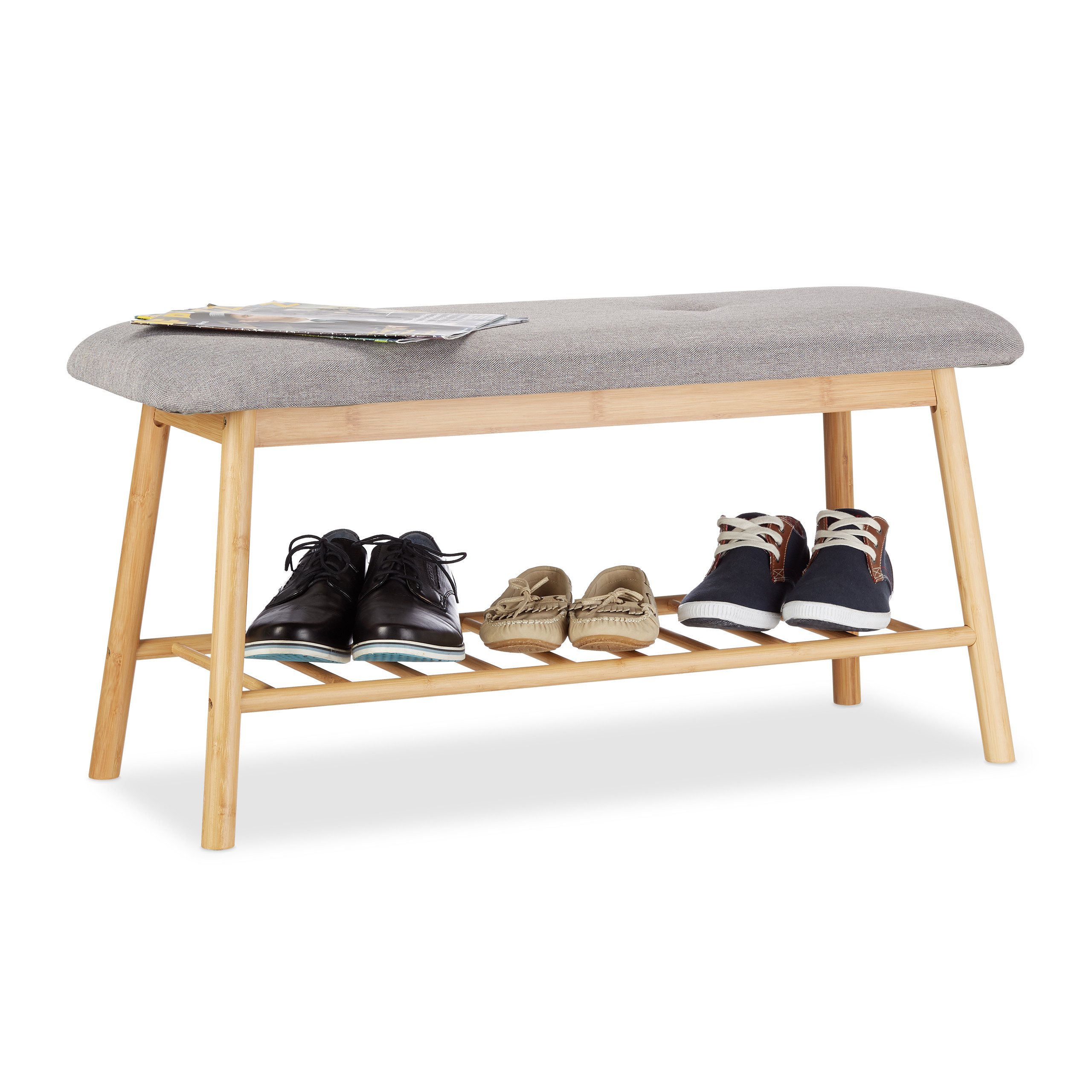 Schuhbank bambus Garderobenbank Polsterbank fr Flur 120 kg grau | eBay