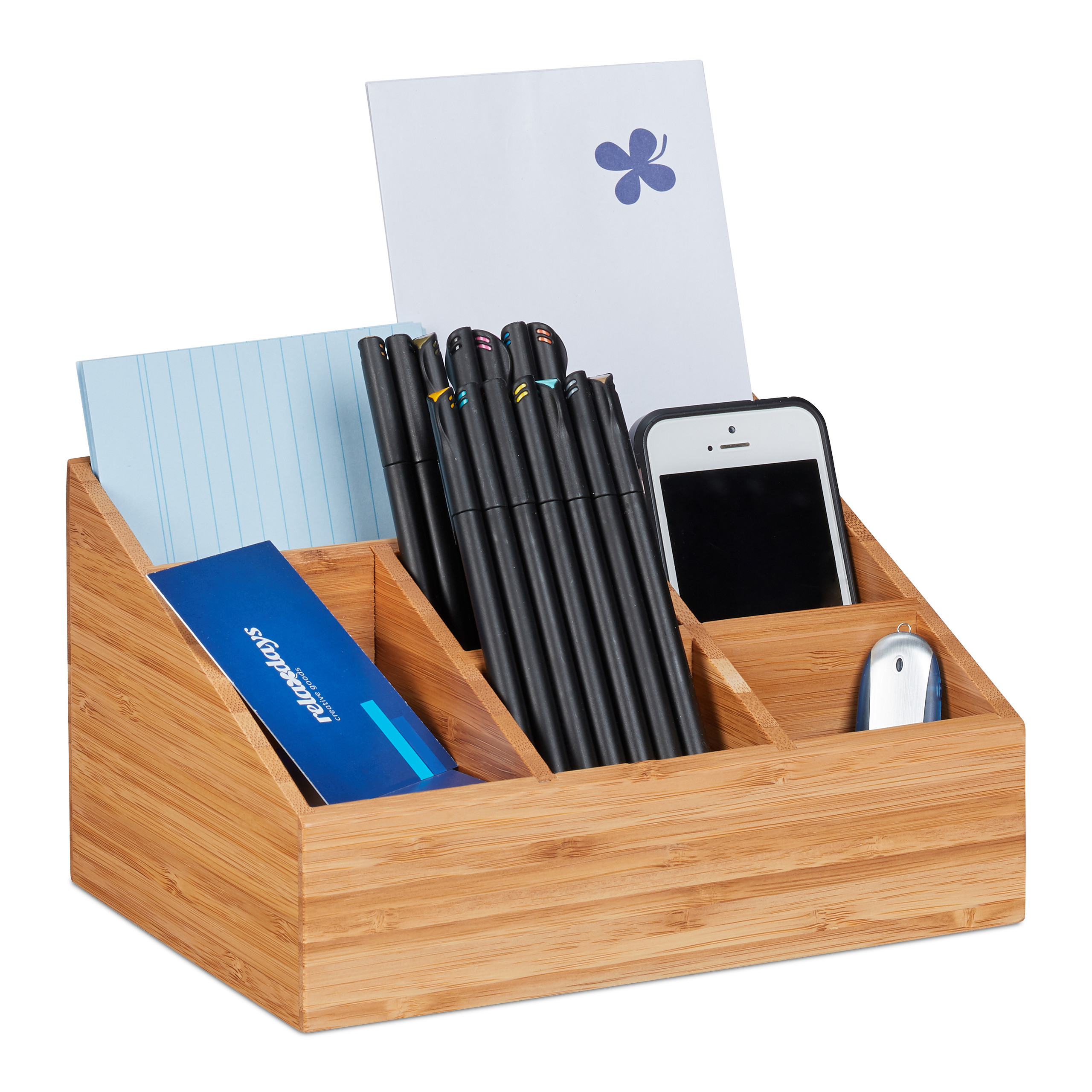 Schreibtisch organizer Stifthalter 6 Fcher natur Desk Organizer Bambus |  eBay