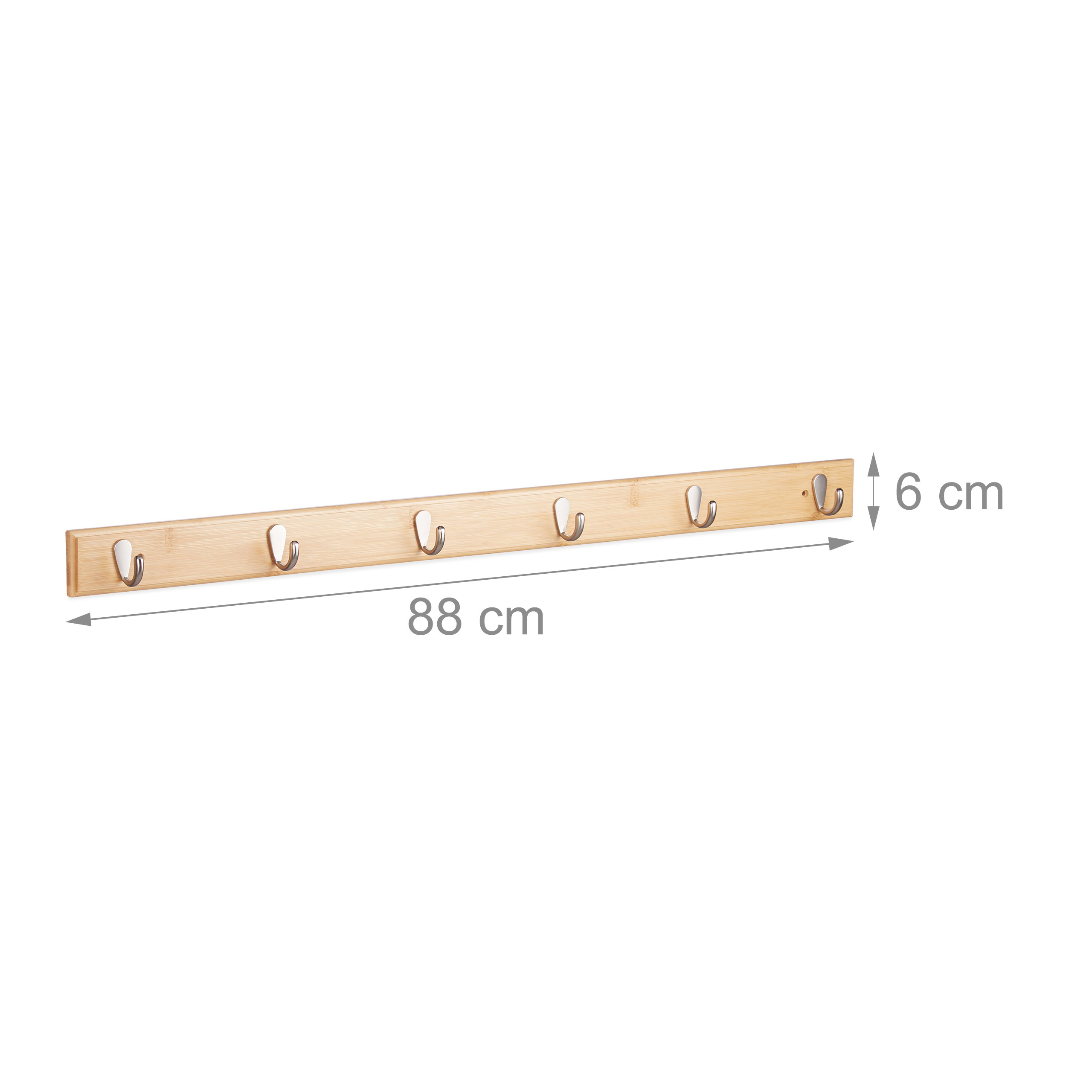 Perchero pared toallero de madera 6 ganchos color natural perchero de bambú - Imagen 6 de 18