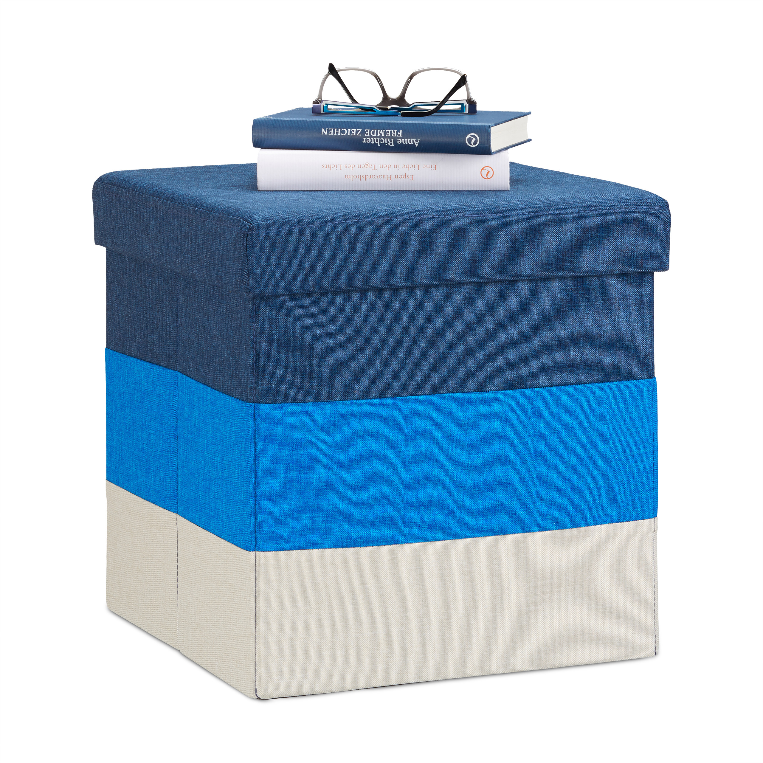 Baul puff taburete plegable otomana moderna 38 L 2,6 kg baúl plegable ligero - Imagen 22 de 30