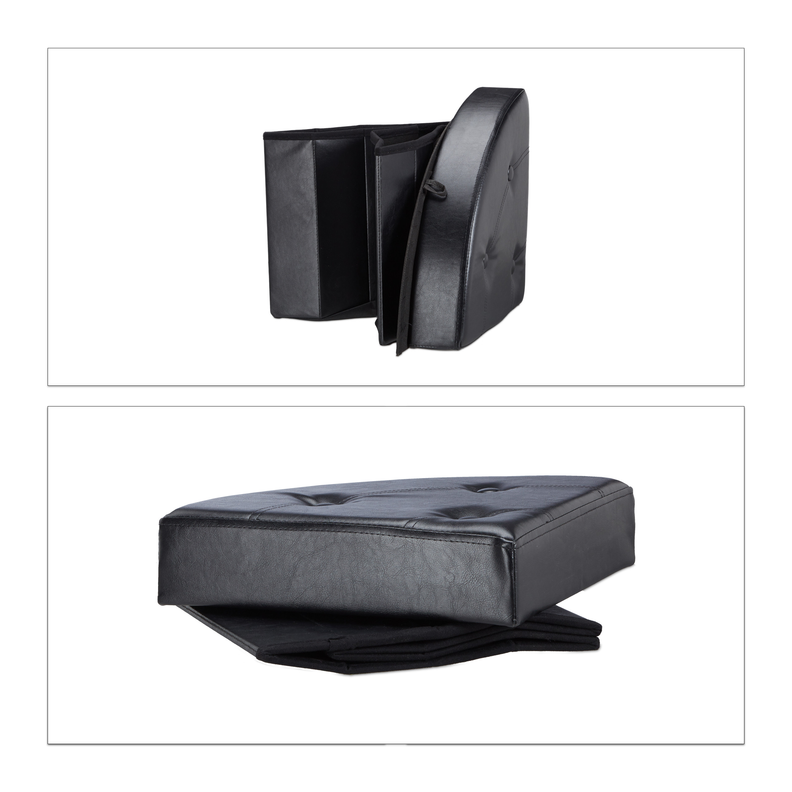 Baul puff taburete acolchado otomana moderna reposapiés plegable ligero 26 L - Imagen 16 de 18
