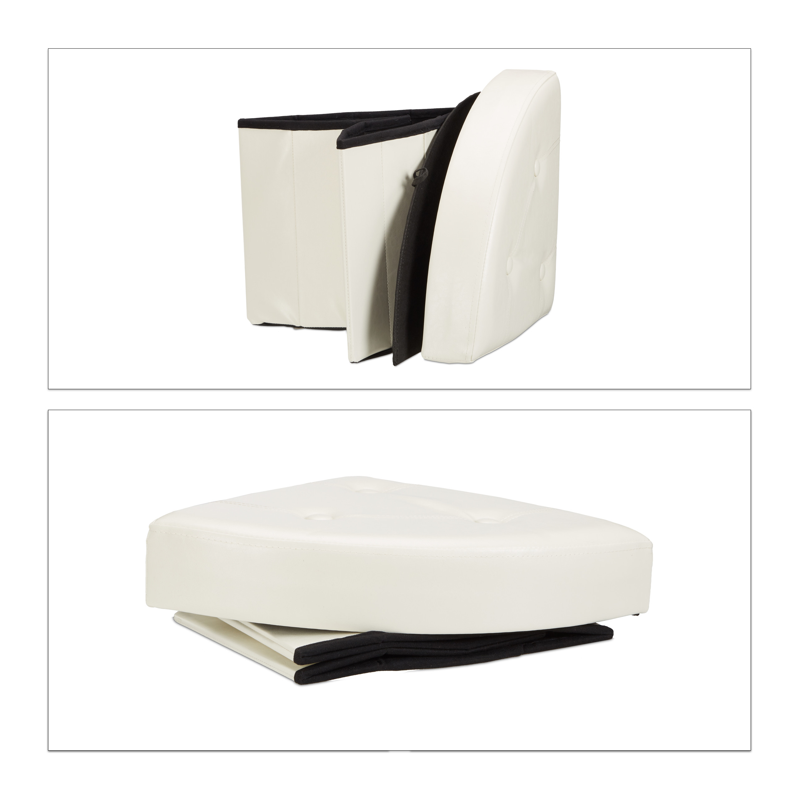 Baul puff taburete acolchado otomana moderna reposapiés plegable ligero 26 L - Imagen 8 de 18