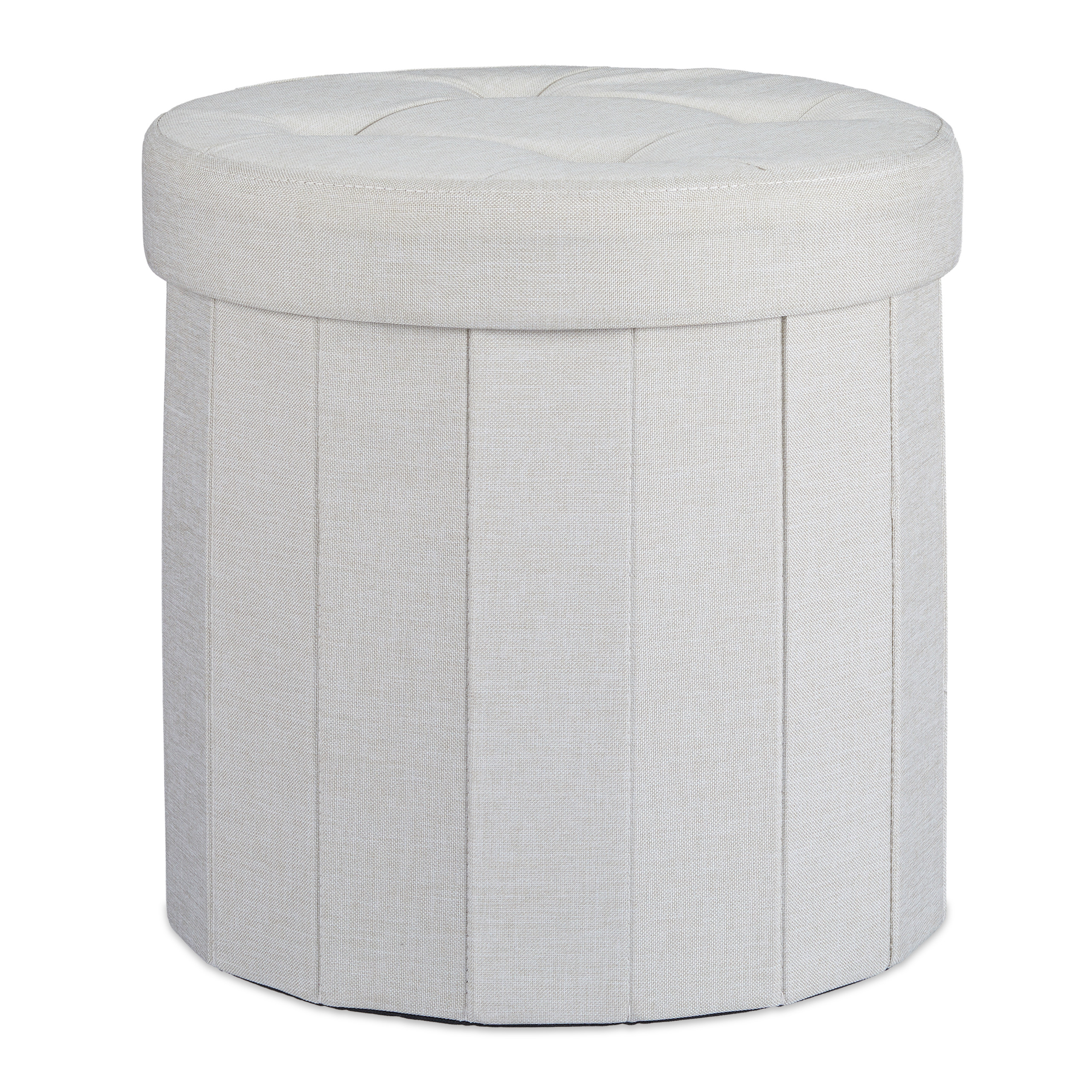 Taburete almacenaje puff redondo asiento plegable ligero 30 L taburete acolchado - Imagen 16 de 16