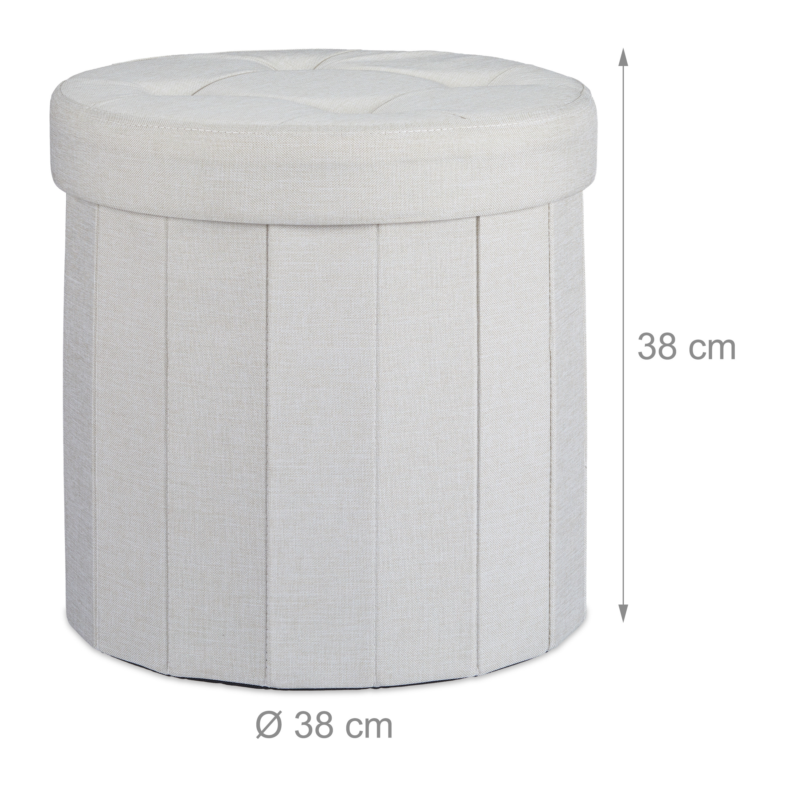 Taburete almacenaje puff redondo asiento plegable ligero 30 L taburete acolchado - Imagen 13 de 16