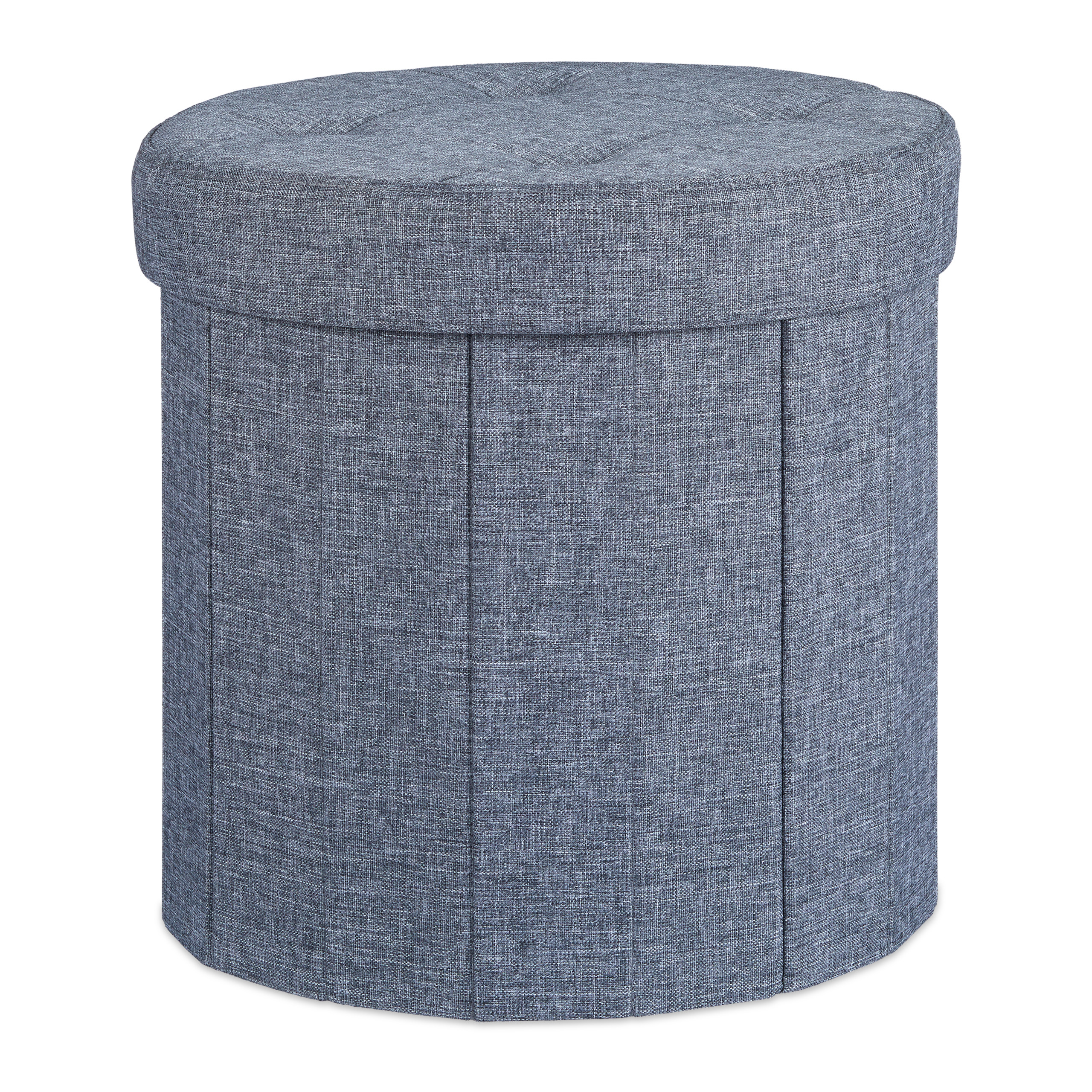 Taburete almacenaje puff redondo asiento plegable ligero 30 L taburete acolchado - Imagen 9 de 16