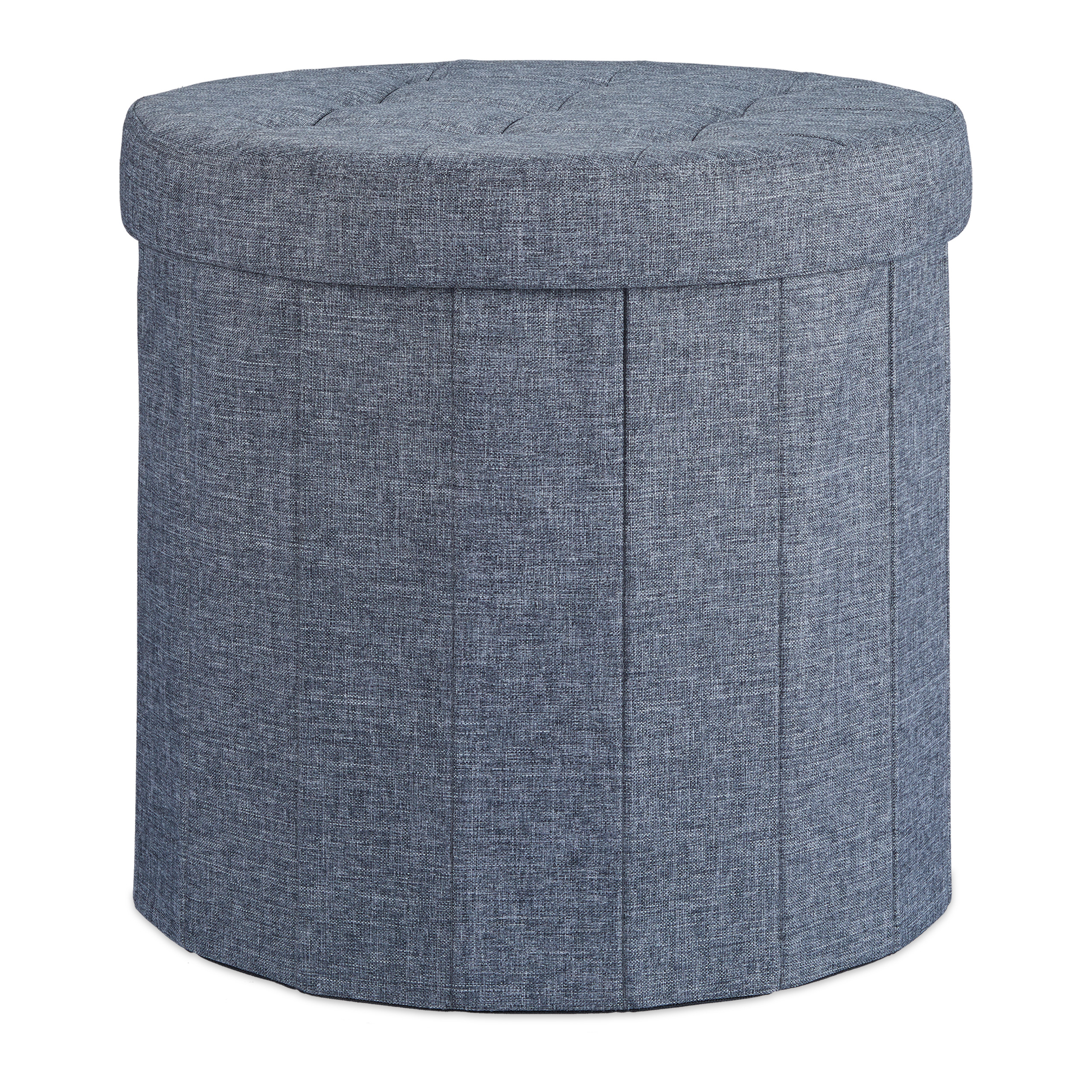 Baul almacenamiento puff redondo taburete plegable caja decorativa 50 L ligero - Imagen 10 de 18