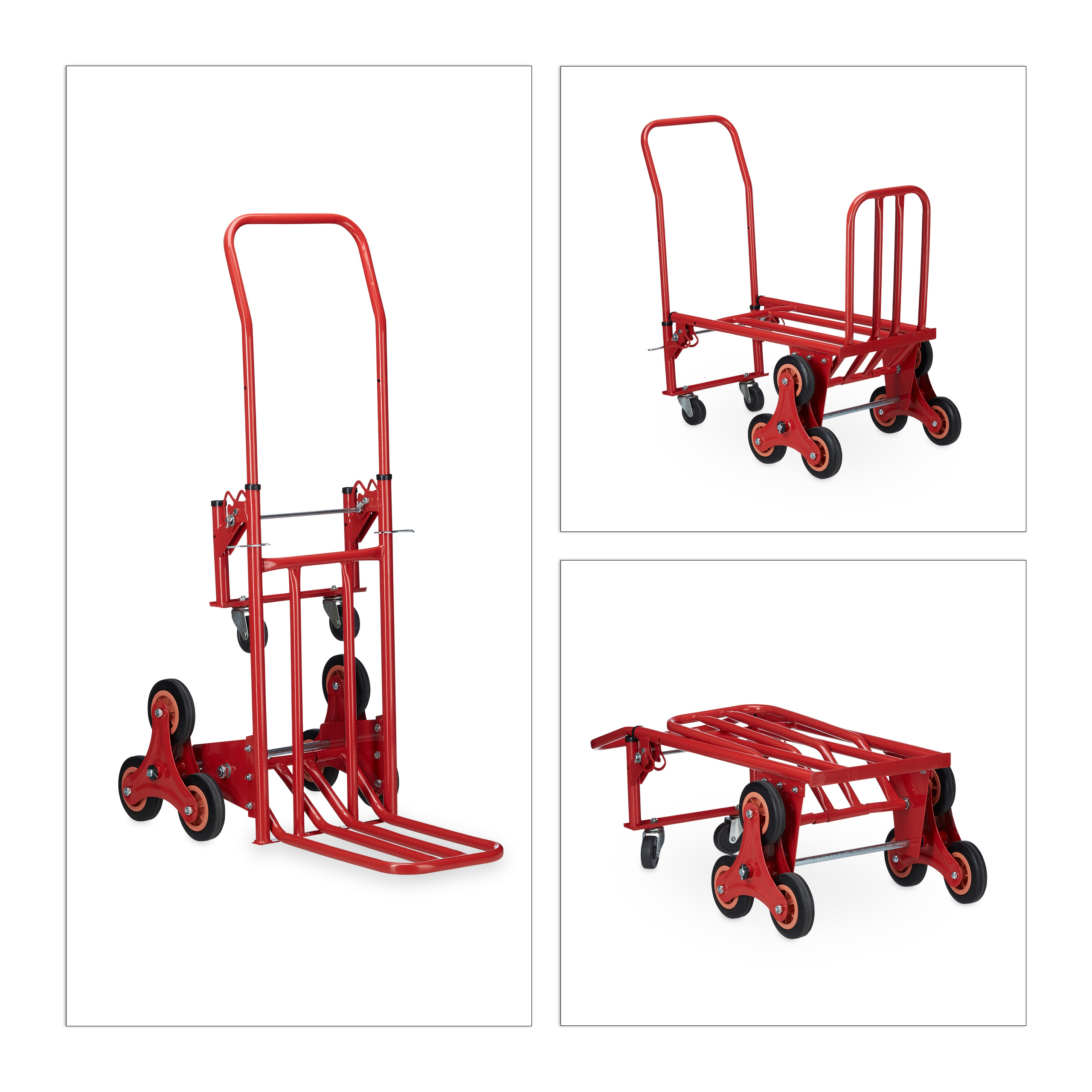 Carrello portapacchi fino a 150 kg Trolley resistente 6 ruote Carrello saliscale - Foto 10 di 10