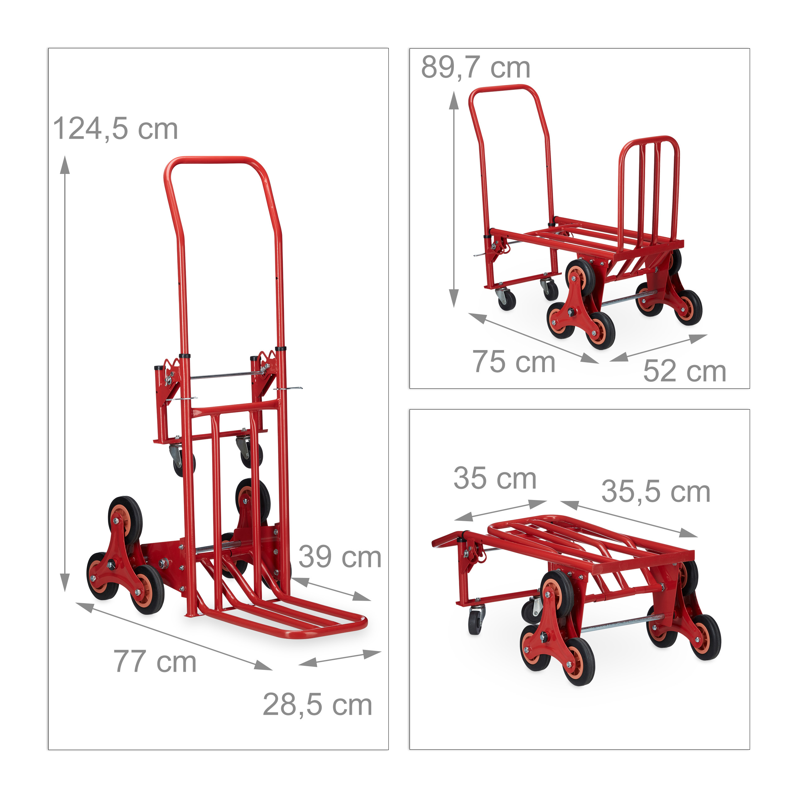 Carrello portapacchi fino a 150 kg Trolley resistente 6 ruote Carrello saliscale - Foto 4 di 10
