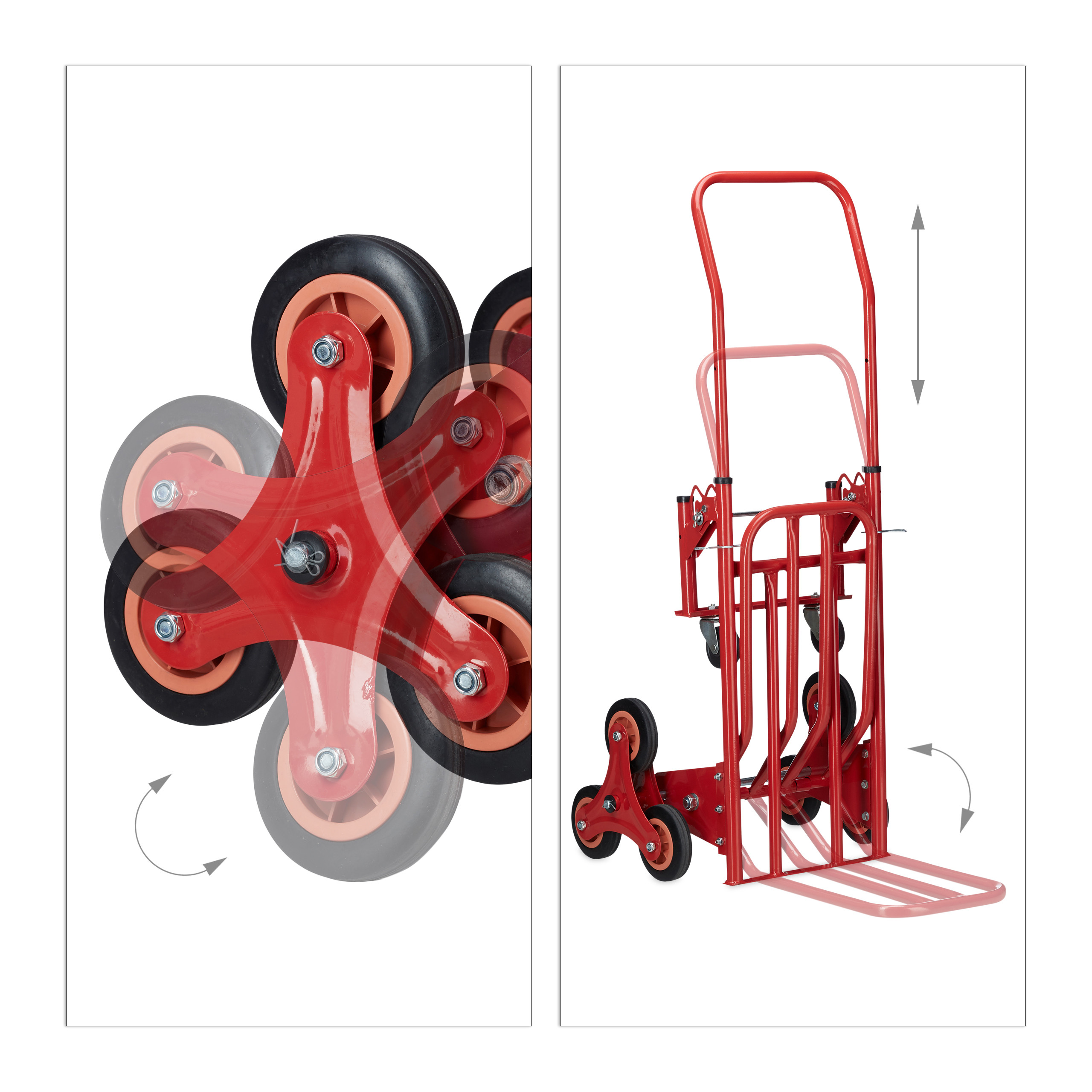 Carrello portapacchi fino a 150 kg Trolley resistente 6 ruote Carrello saliscale - Foto 8 di 10