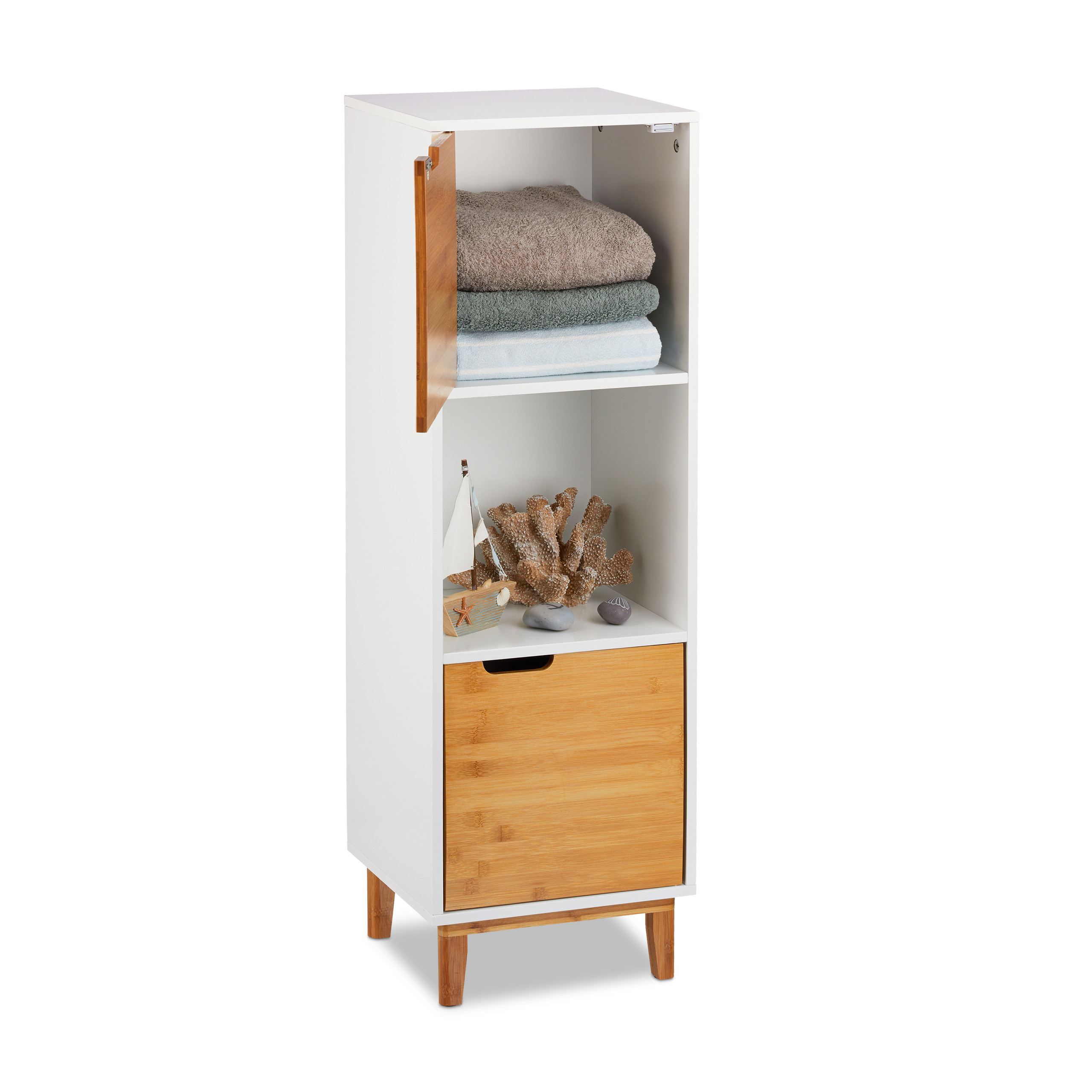 Etagère sur pieds blanche meuble de rangement armoire décorative 2