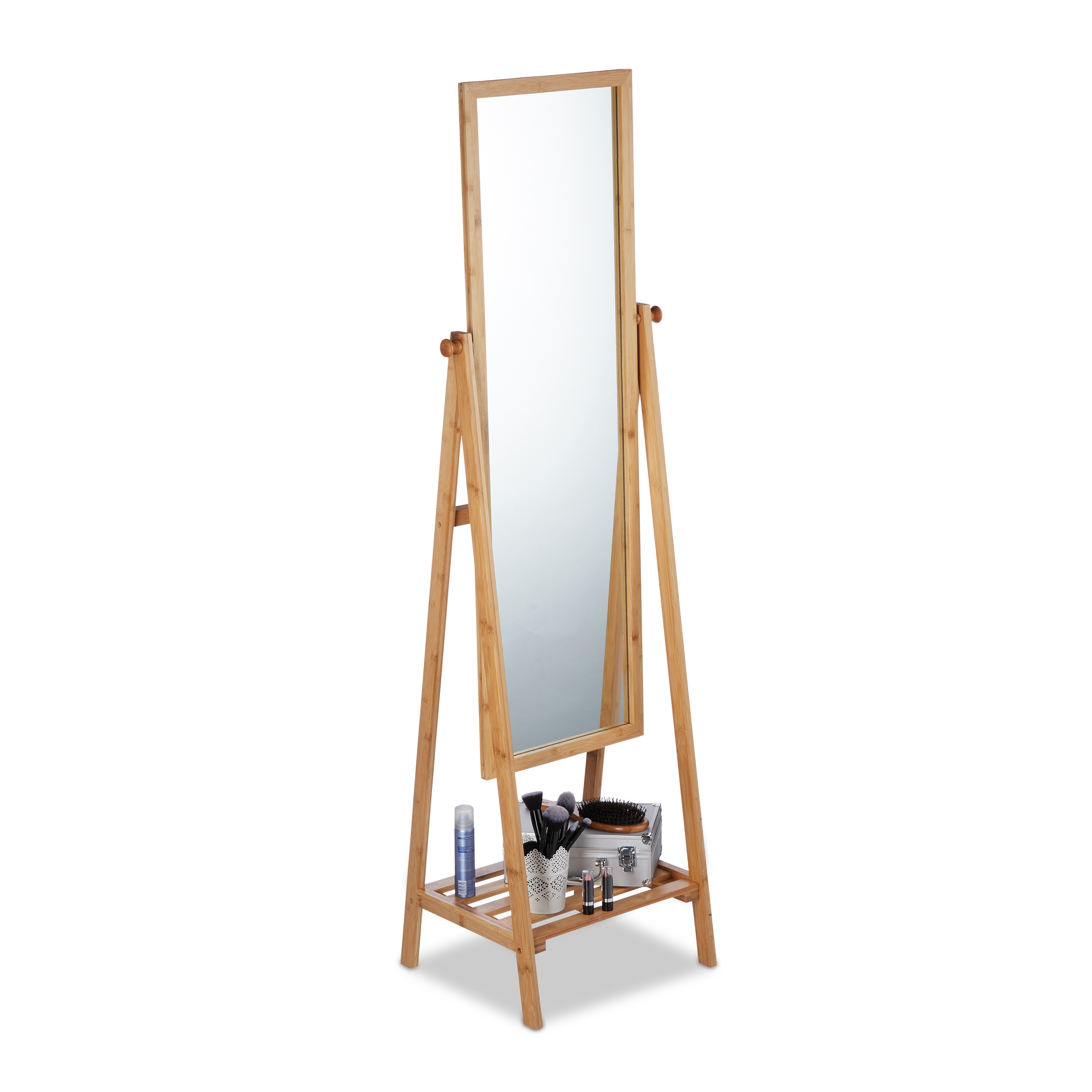 Standspiegel bambus Ankleidespiegel Schwenkbarer Spiegel Garderobenspiegel  | eBay