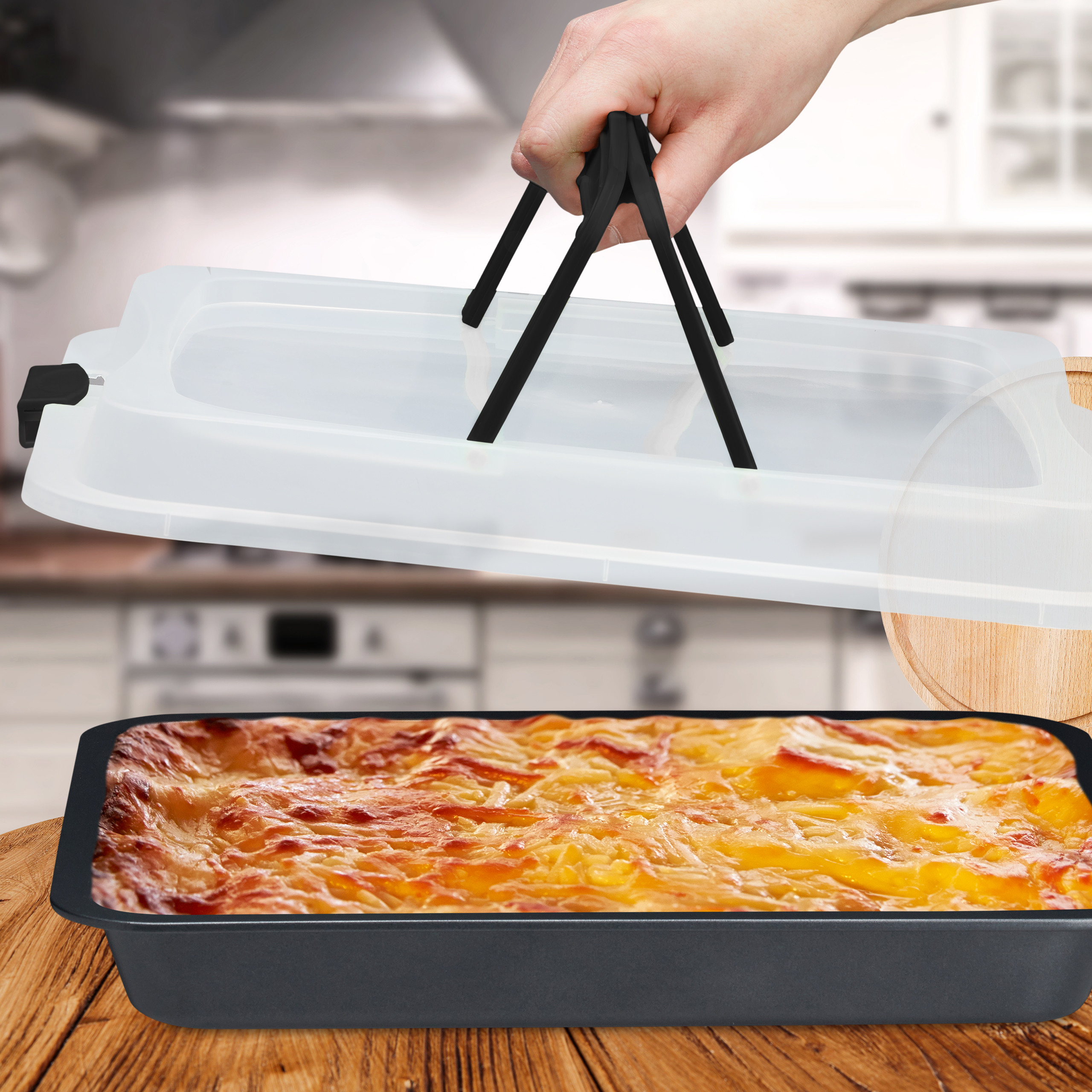 Backblech mit deckel Kuchen Transportbox Rechteckige Kuchenbox Partycontainer - Bild 3 von 21