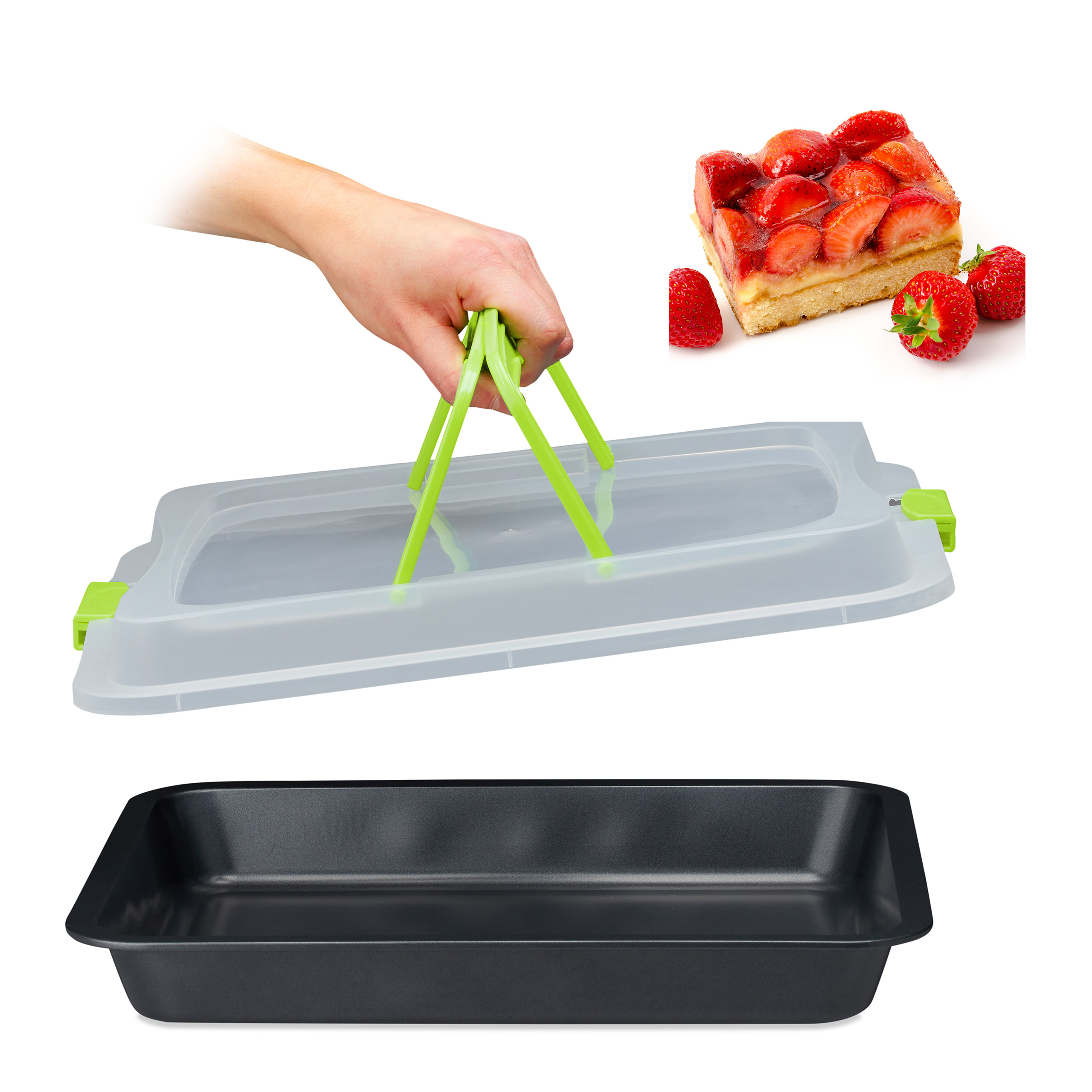 Backblech mit deckel Kuchen Transportbox Rechteckige Kuchenbox Partycontainer - Bild 12 von 21