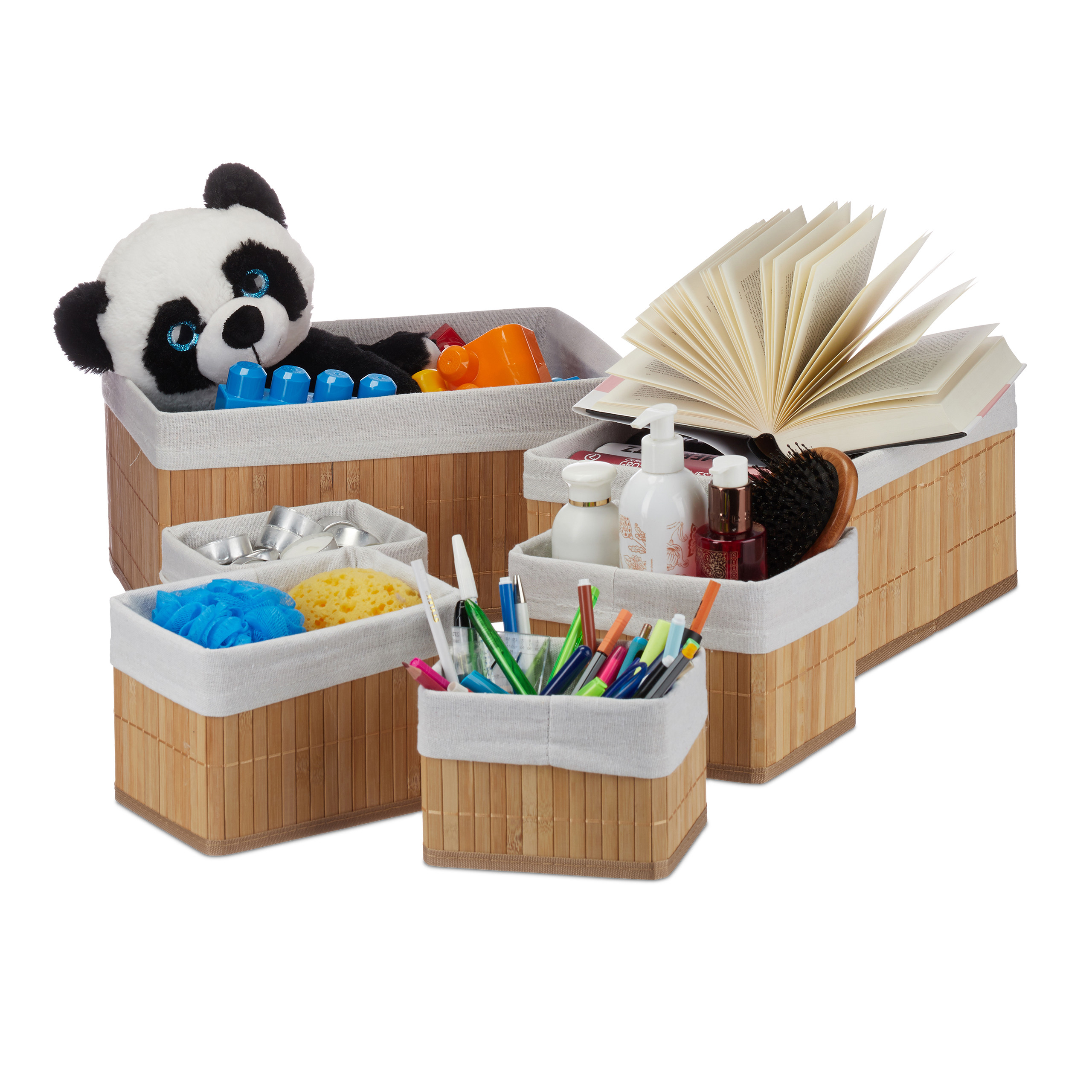 Aufbewahrungskorb Bambus Organizer Regalbox rechteckig 24-teilig Organizer  Set | eBay