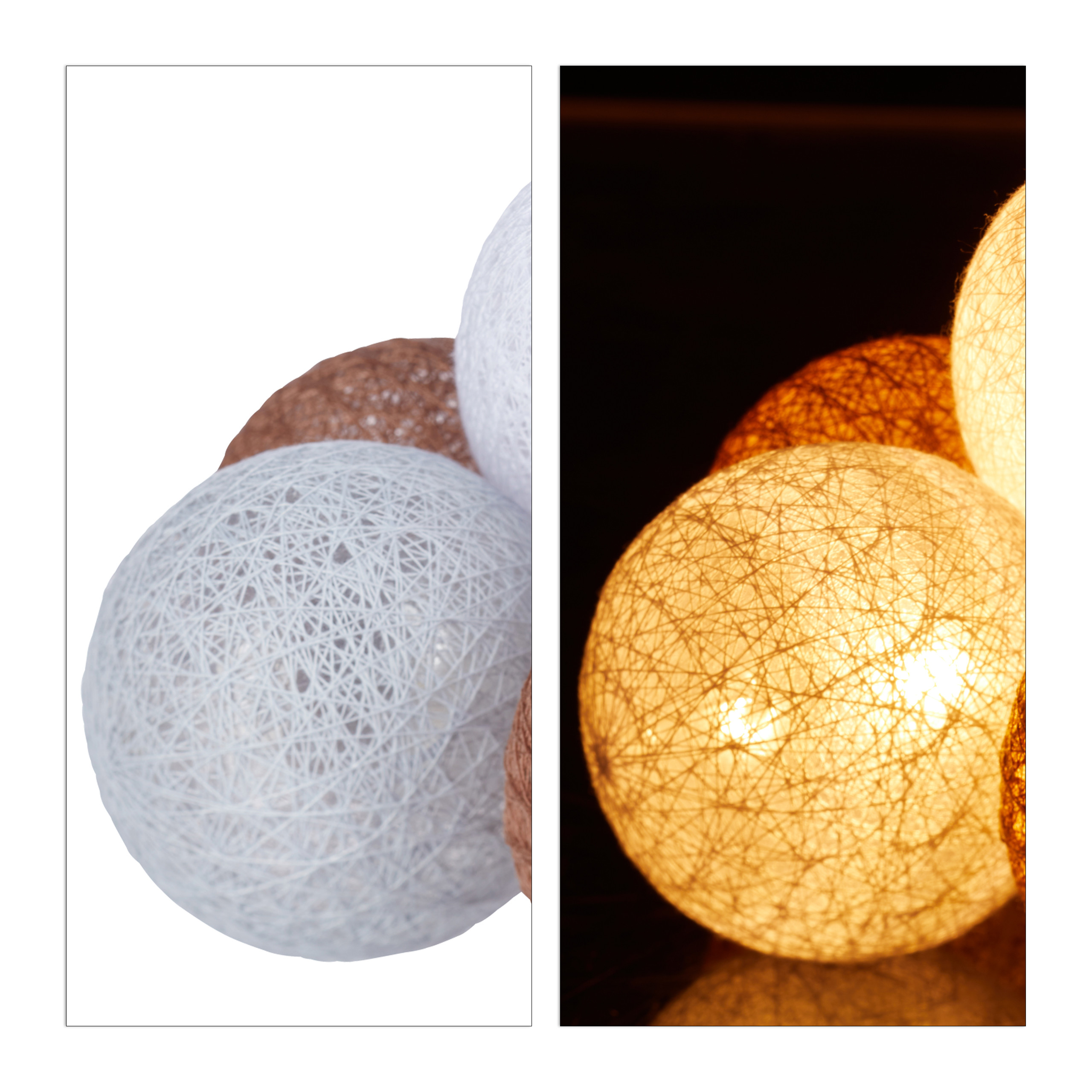 LED Lichterkette mit 10 Baumwollkugeln Leuchtkugel Partybeleuchtung Kugelkette