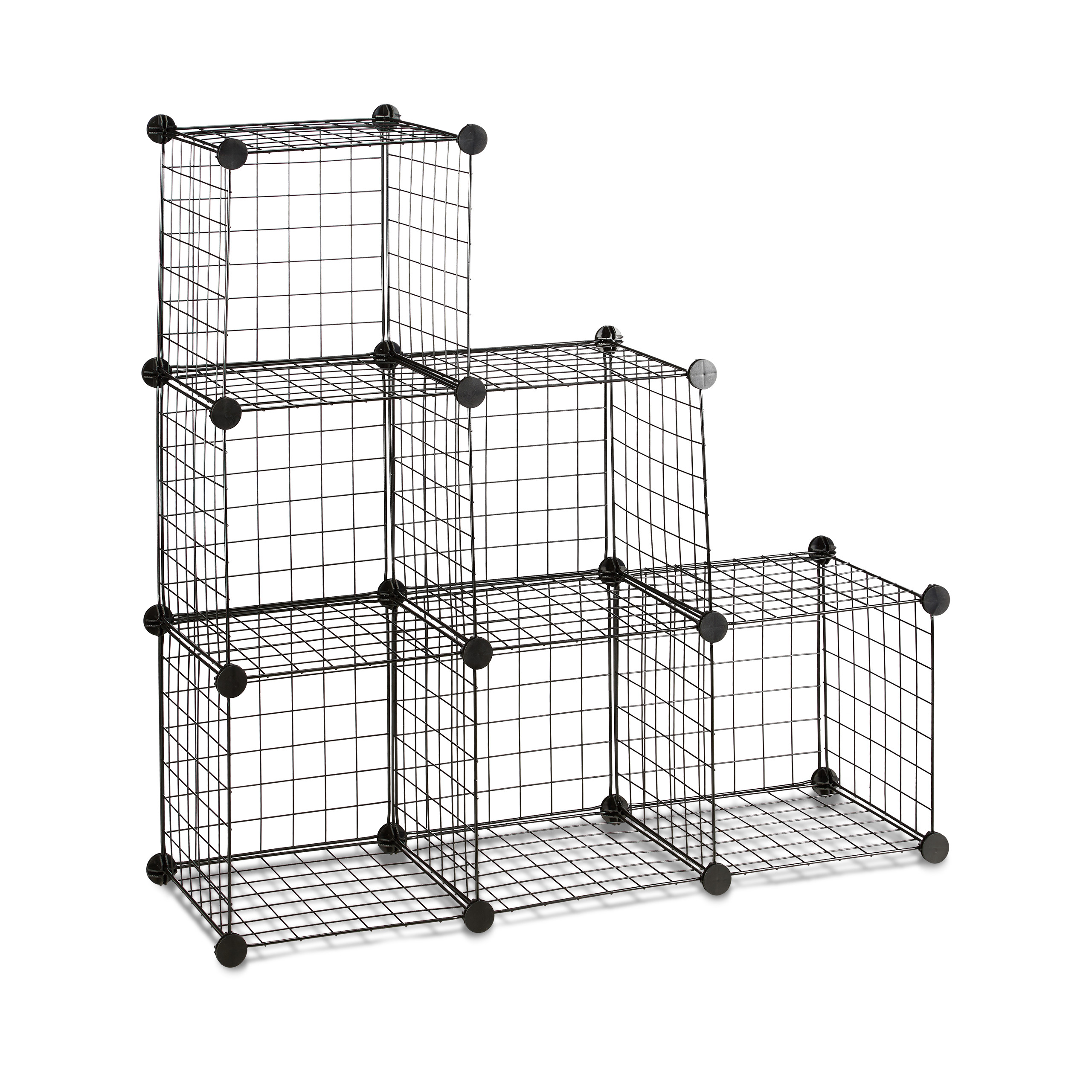 Sistema de estanterías rejilla de alambre estante para cubos estante enchufable estante escalonado 6 compartimentos negro - Imagen 23 de 24