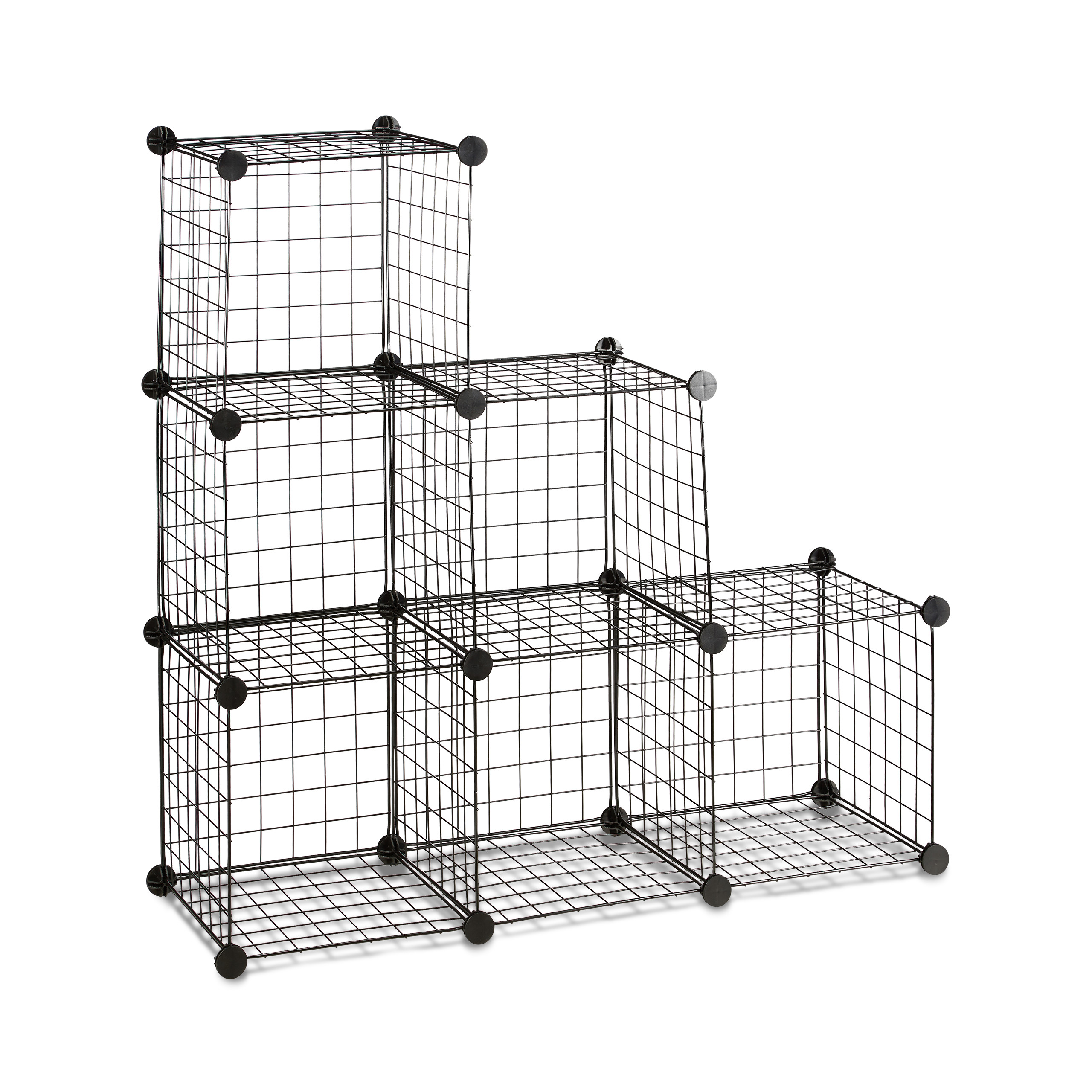 Sistema de estanterías rejilla de alambre estante para cubos estante enchufable estante escalonado 6 compartimentos negro - Imagen 12 de 24