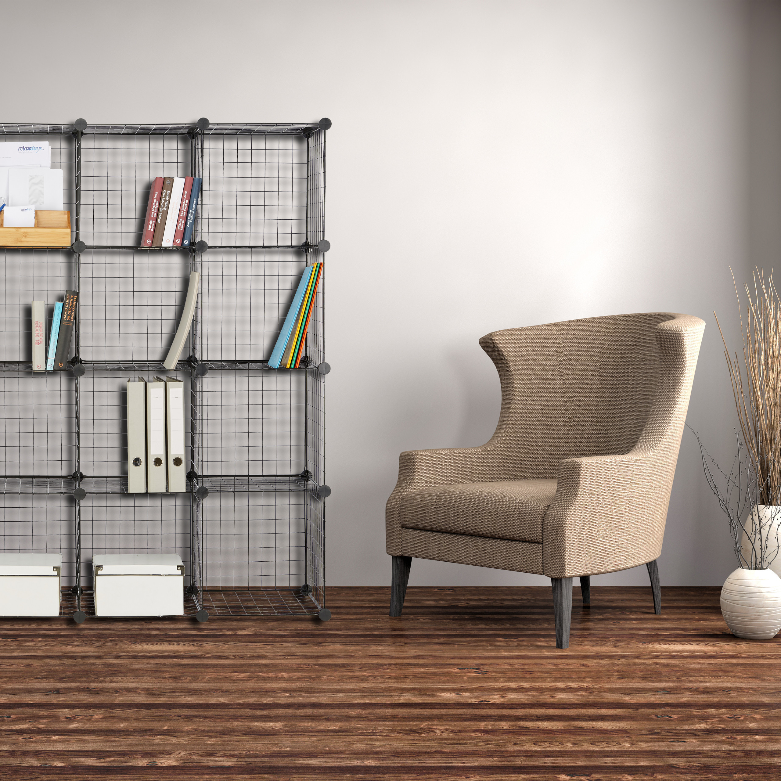 Estanteria modular organizador de cubos 16 compartimentos fácil montaje - Imagen 8 de 24