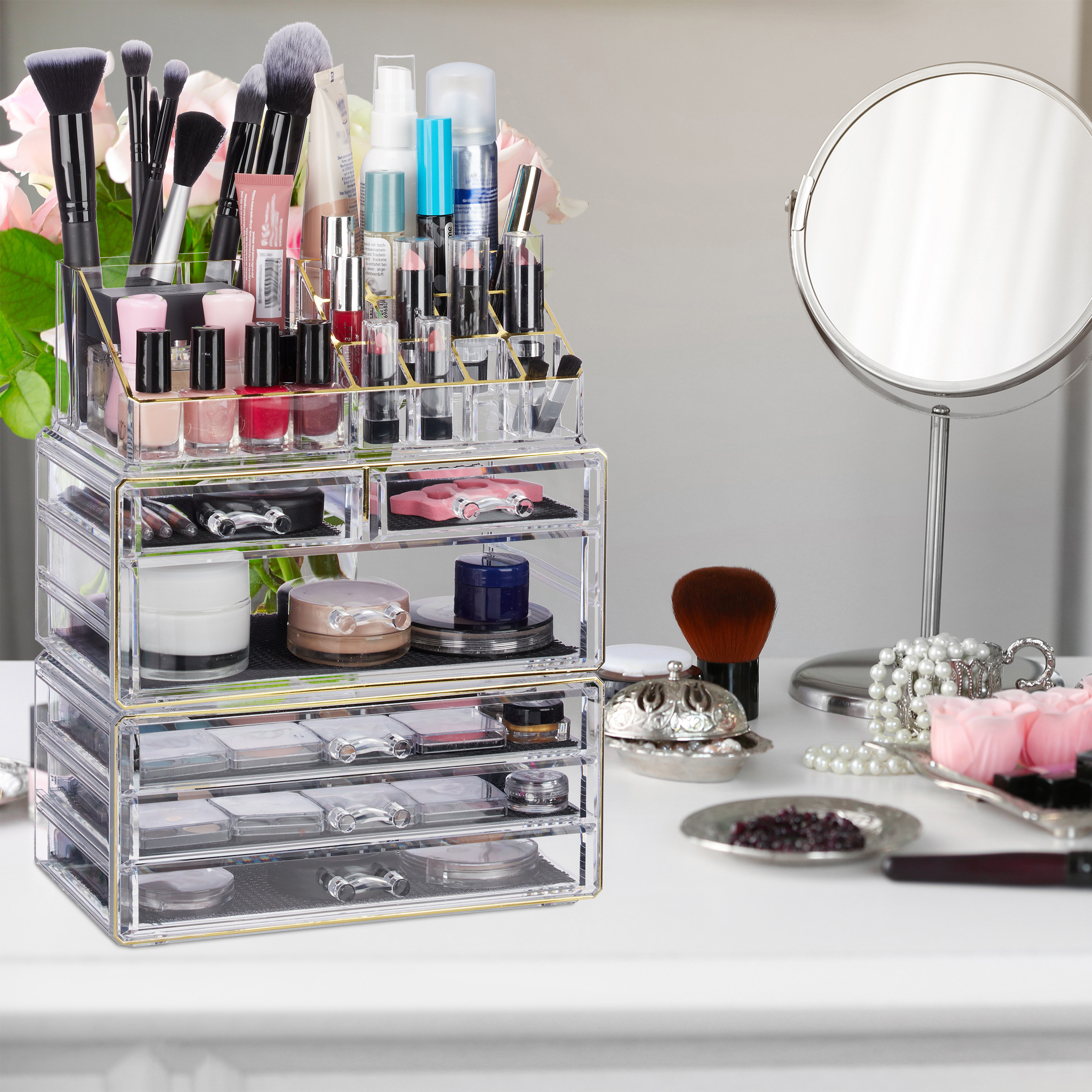 Organisateur de Maquillage , organisateur de cosmétiques avec 8 compartiments