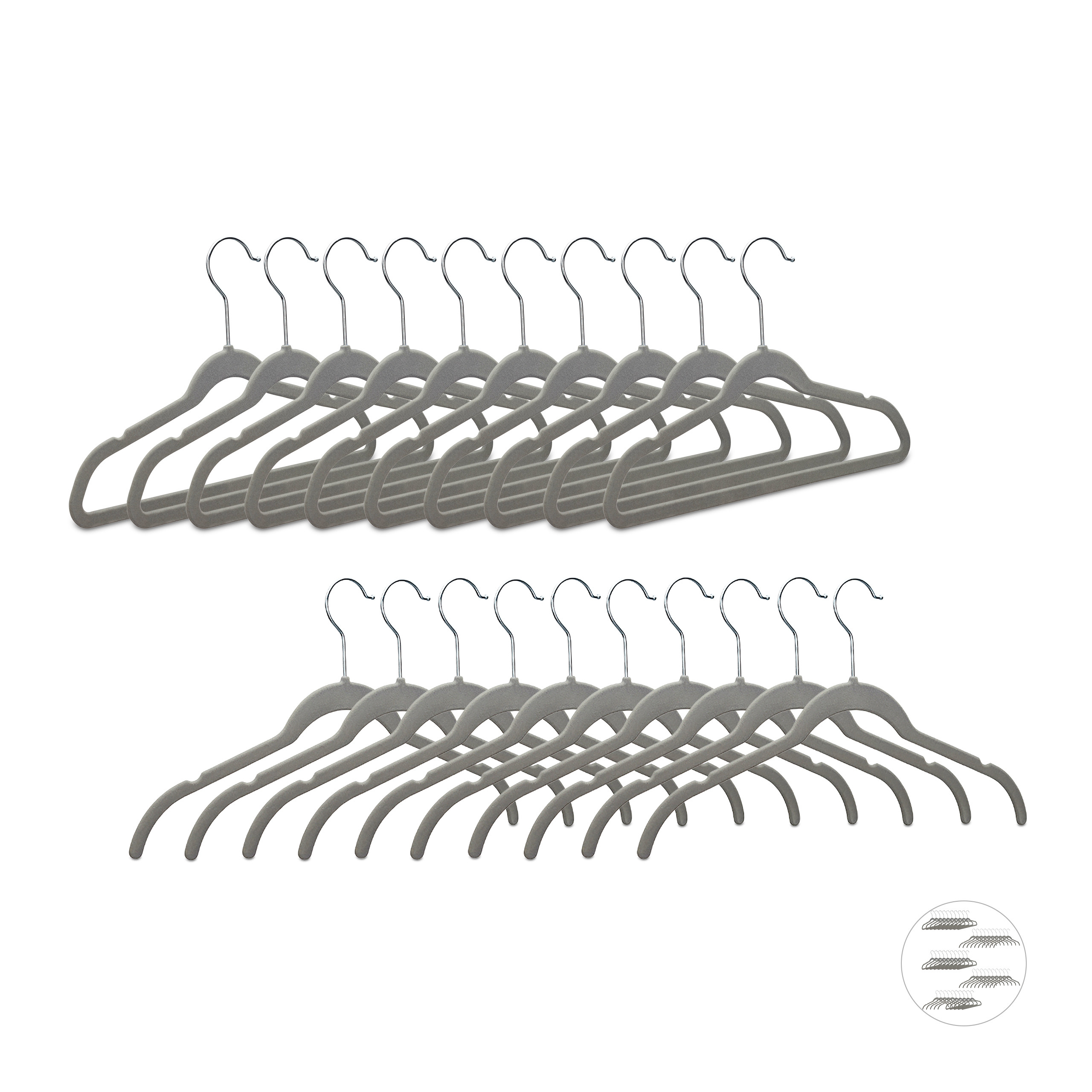 Samt kleiderbügel Antirutsch Bügel Platzsparende Wäschebügel grau 5 kg - Bild 2 von 11