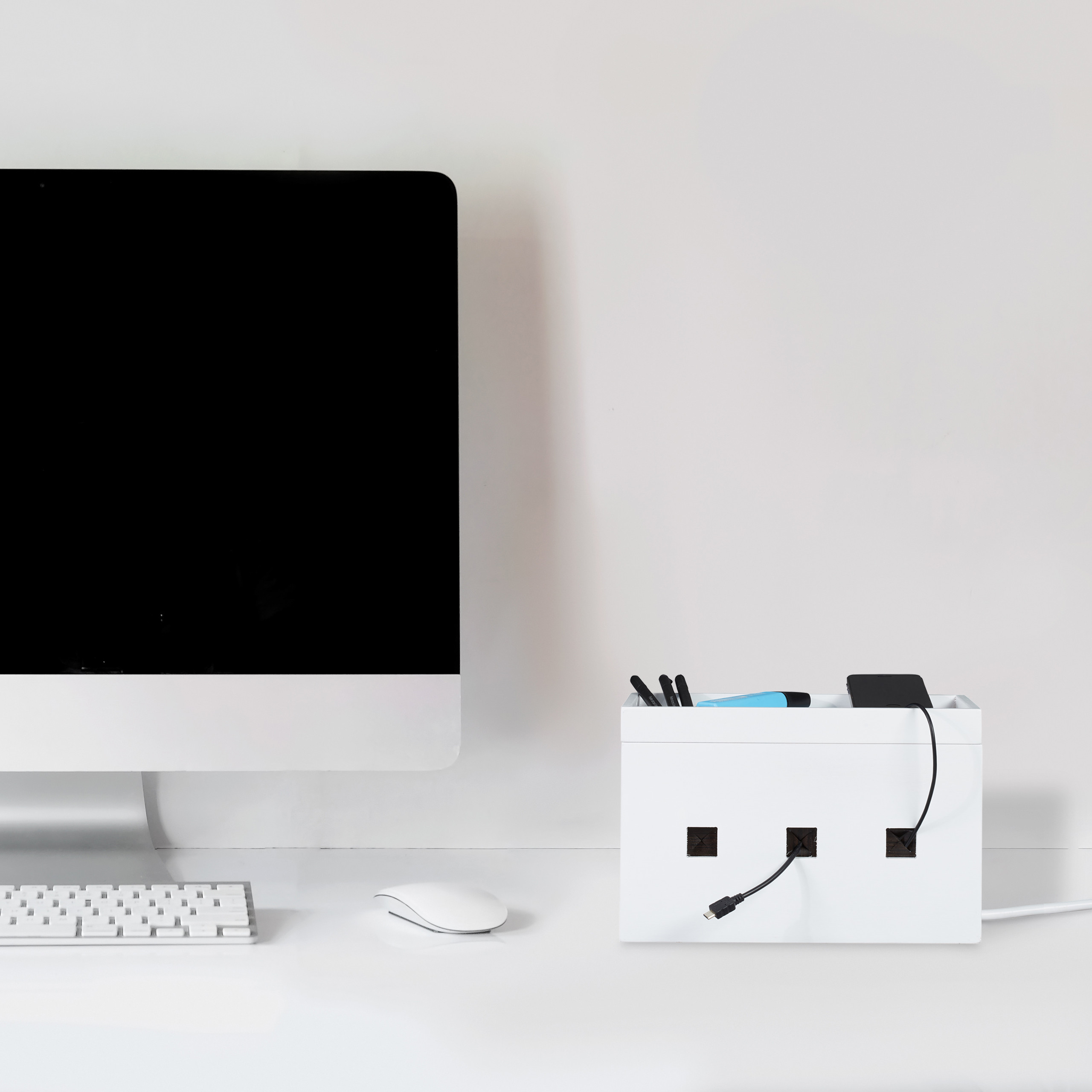 Kabelmanagement Box Weiß Mit 10 Kabelbindern - Ordnung Für Steckdosenleisten