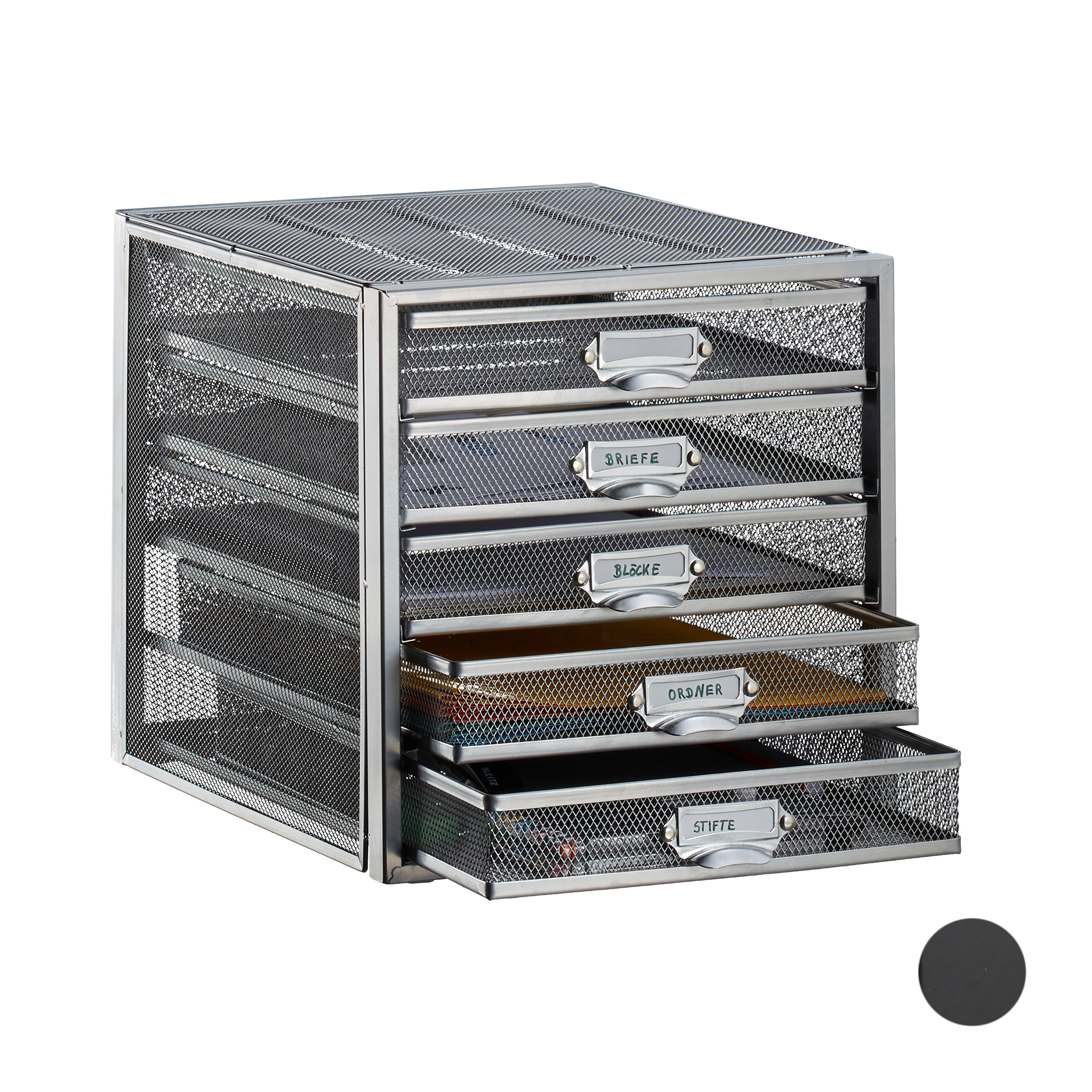 Schubladenbox Schreibtischorganizer Dokumentenbox Büroablage 5 Fächer Stahl