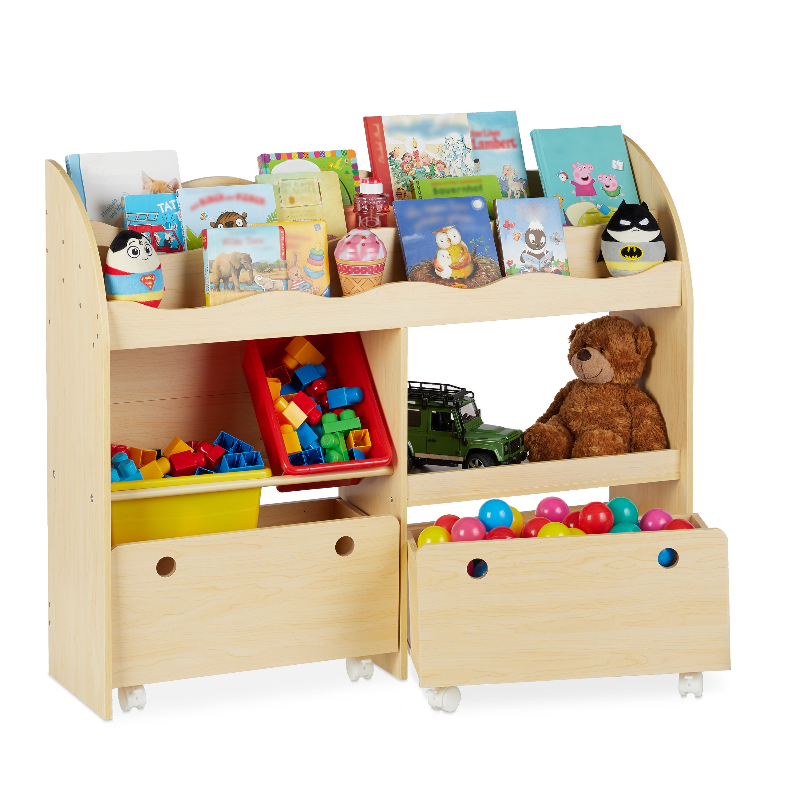 Libreria Bambini Con Panca 7 Scomparti - Scaffale Portagiochi Bianco 80x40x138.5cm