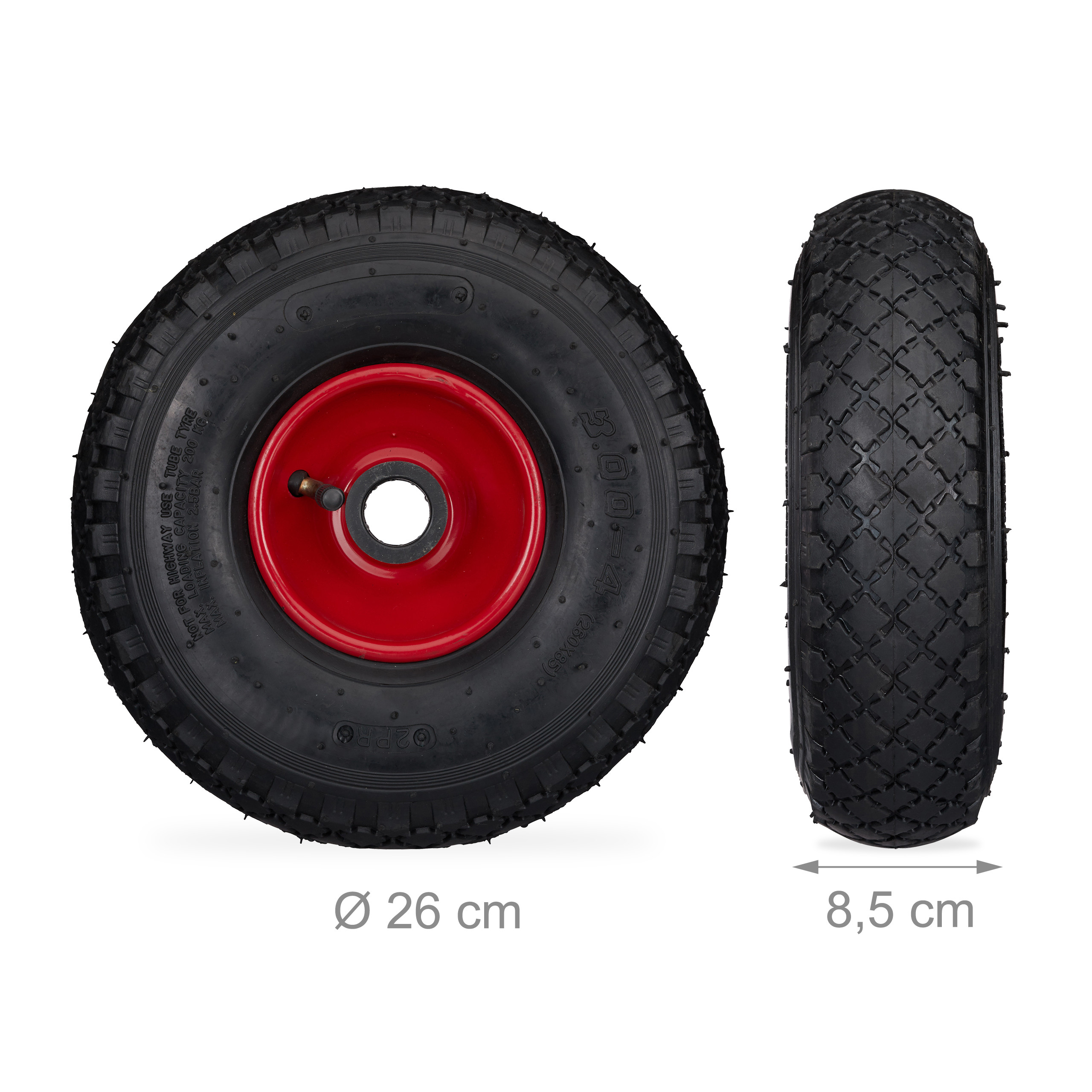 Rueda de carro de saco neumático de carro de saco rueda neumática rueda de carro de bolardo 100 kg 26 cm - Imagen 14 de 17