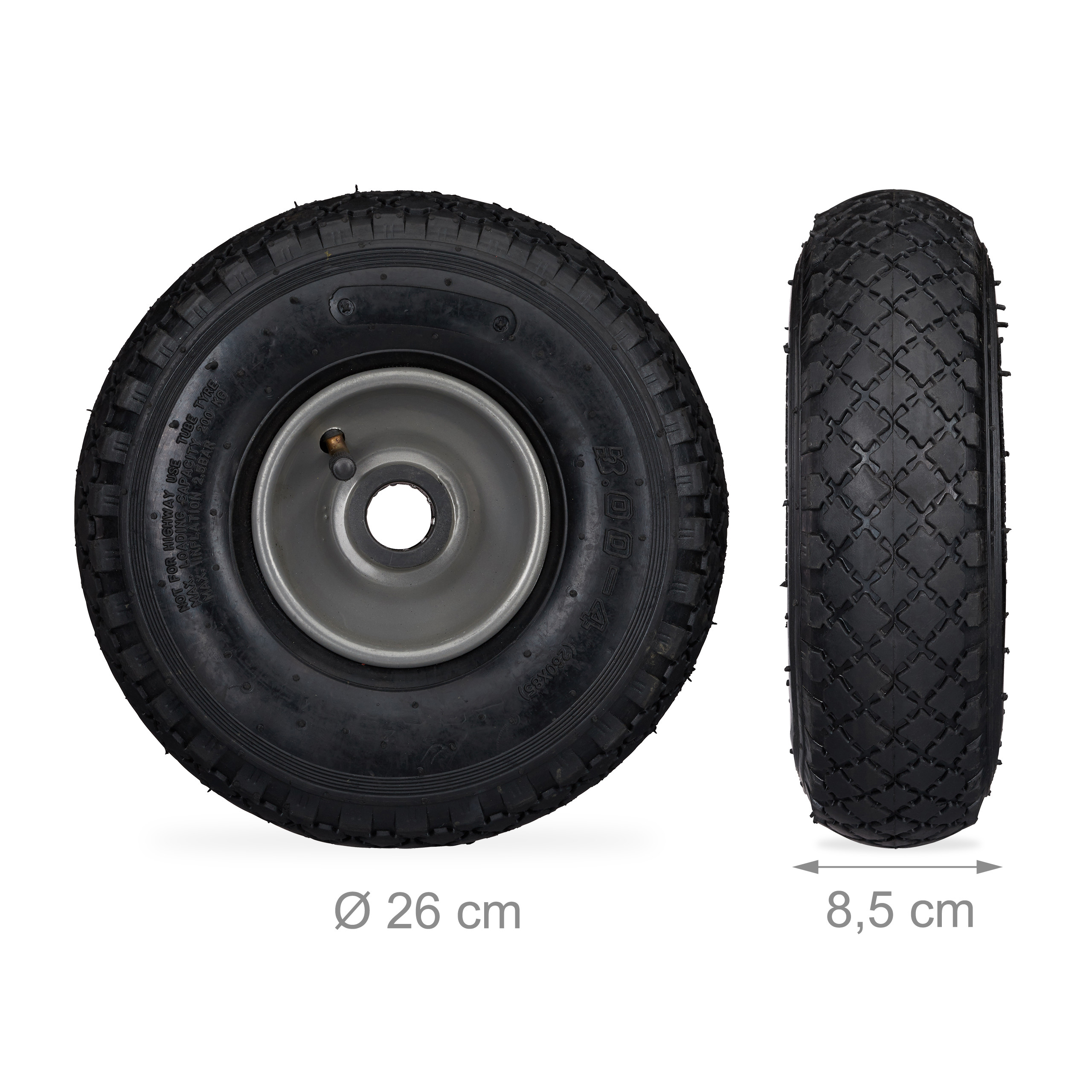 Rueda de carro de saco neumático de carro de saco rueda neumática rueda de carro de bolardo 100 kg 26 cm - Imagen 7 de 17