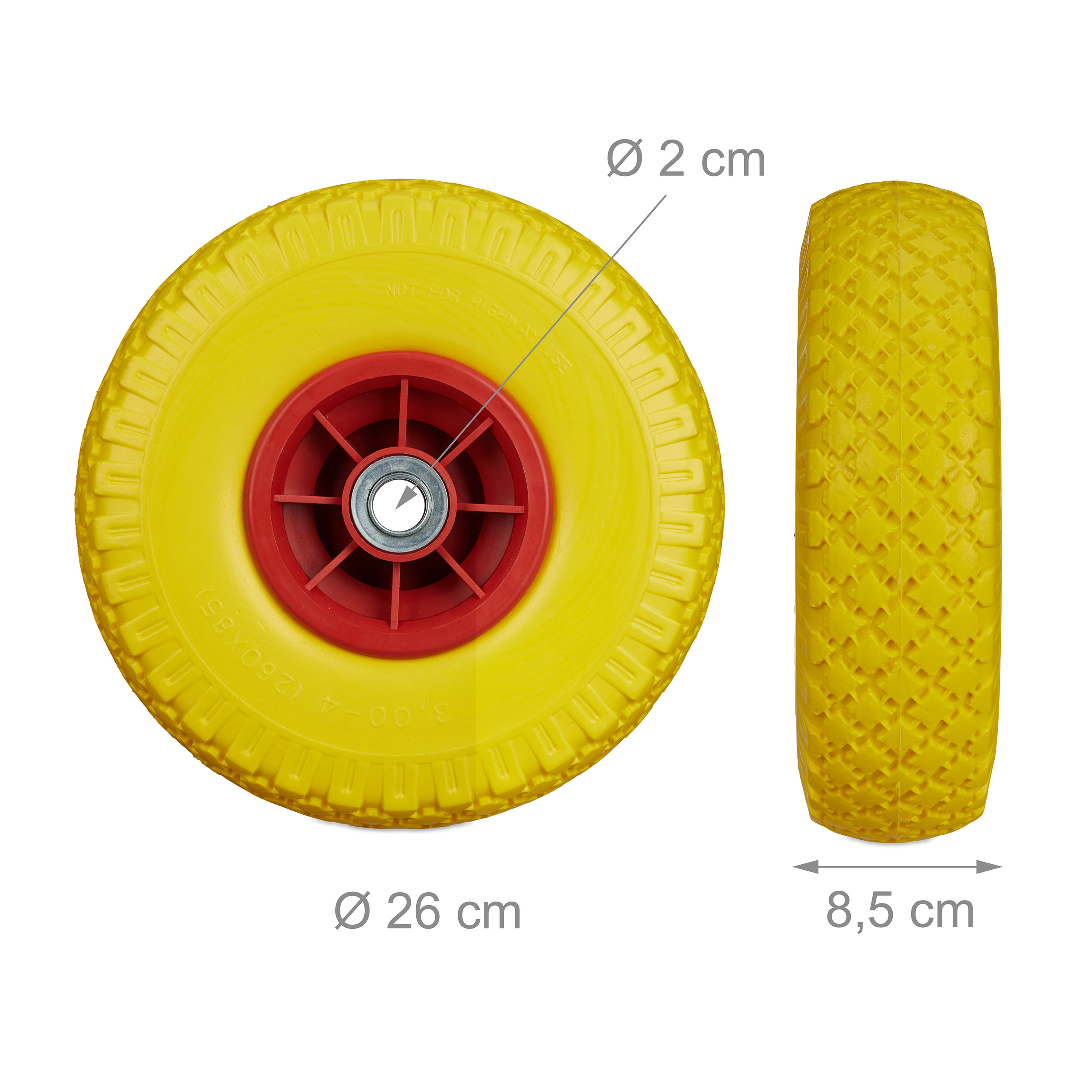 Sackkarrenrad Bollerwagenrad Schubkarrenreifen Vollgummireifen 26 cm 80 kg - Bild 46 von 51
