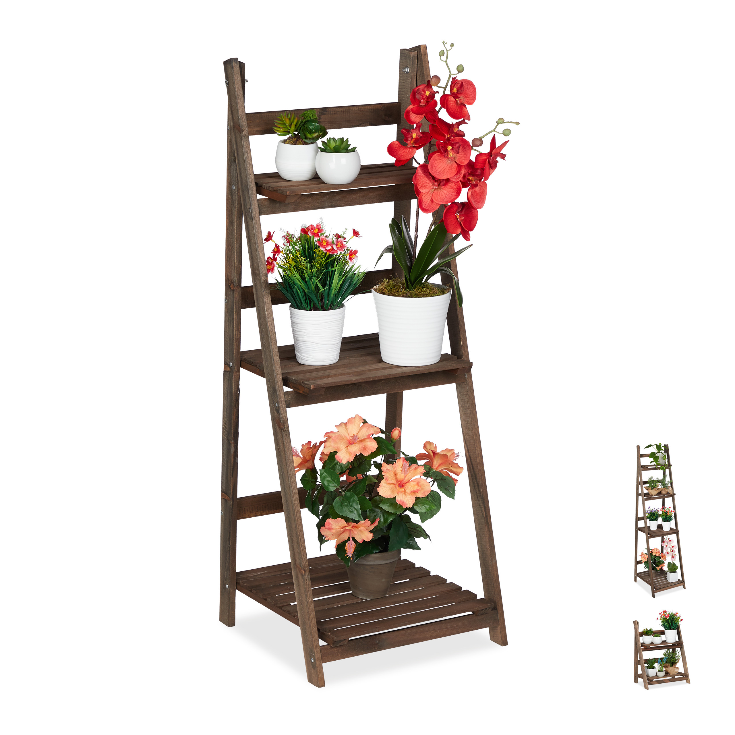 Blumentreppe Blumenleiter Pflanzenregal Kräutertreppe Tannenholz Pflanzentreppe