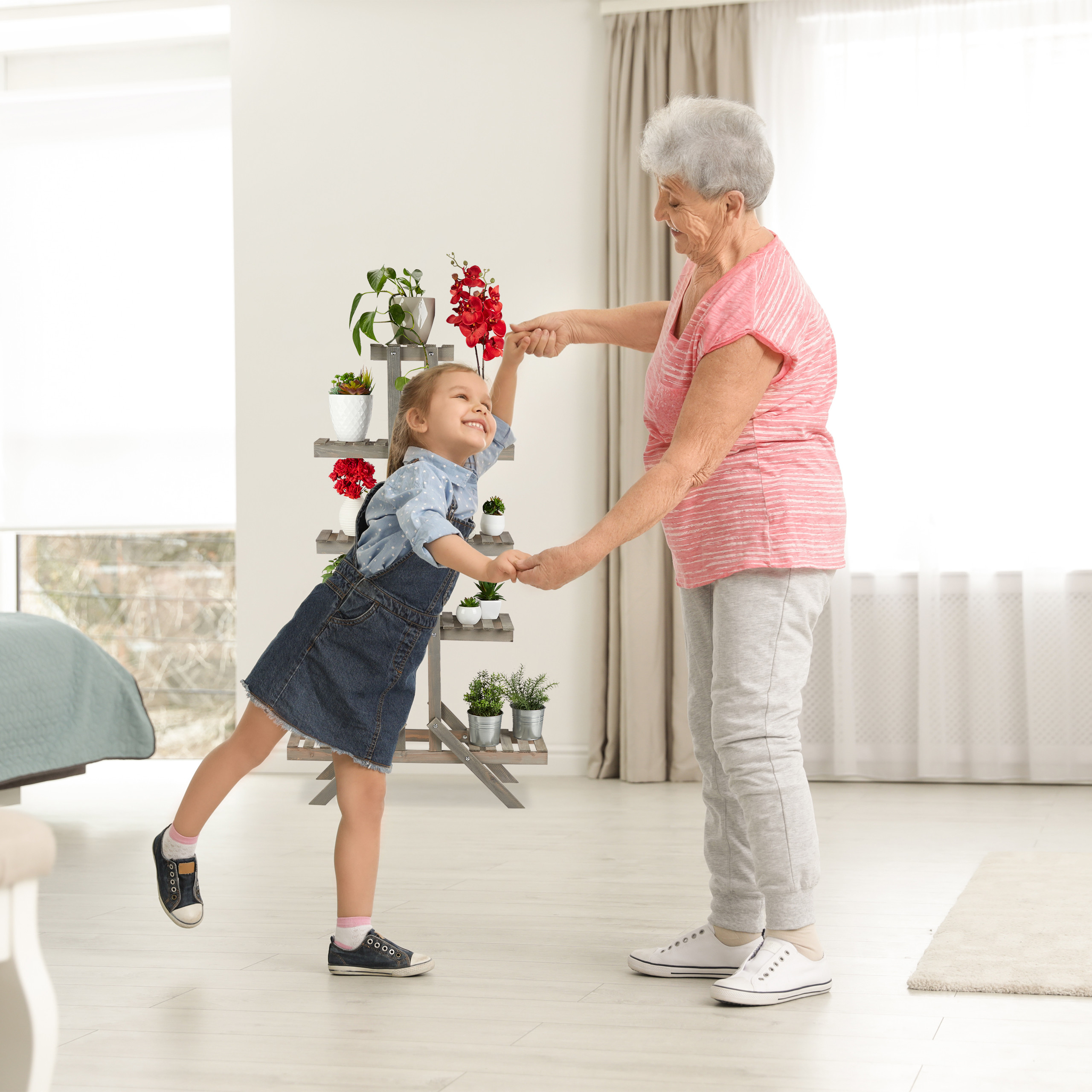 Soporte plantas de interior, Estantería madera, Soporte flores 5 niveles - Imagen 13 de 18