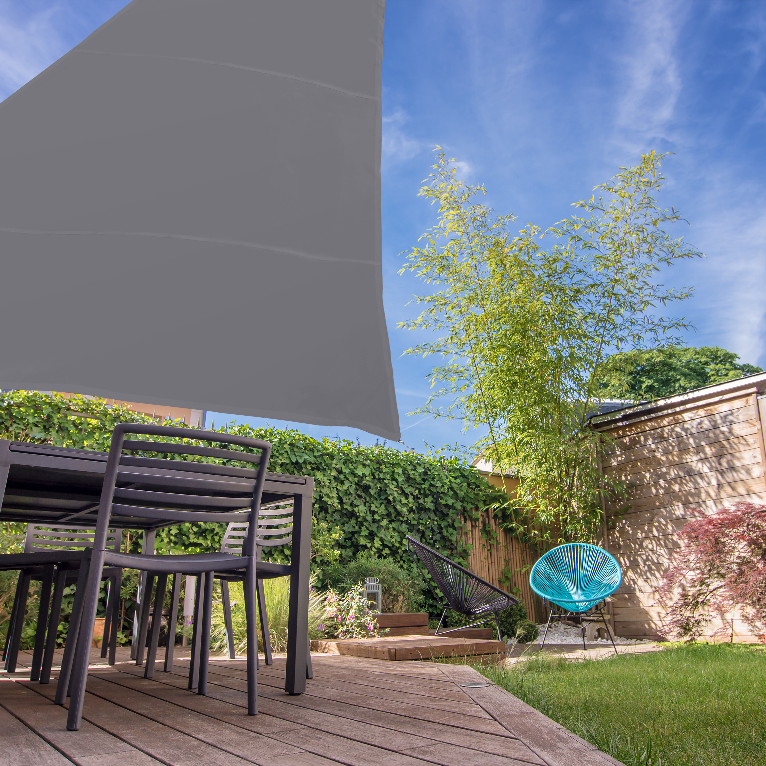 Toldo vela gris, Vela sombra triangular, Marquesina, Toldo balcón resistente - Imagen 25 de 28