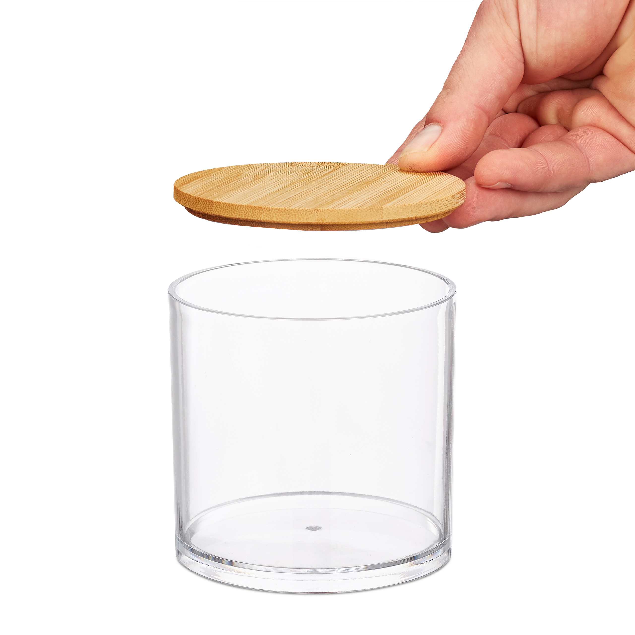 Acryl Wattestäbchenetui – Transparent, Rund, 7,5 X 7,5 X 10 Cm, Mit Deckel, Platzsparend & Hygienisch