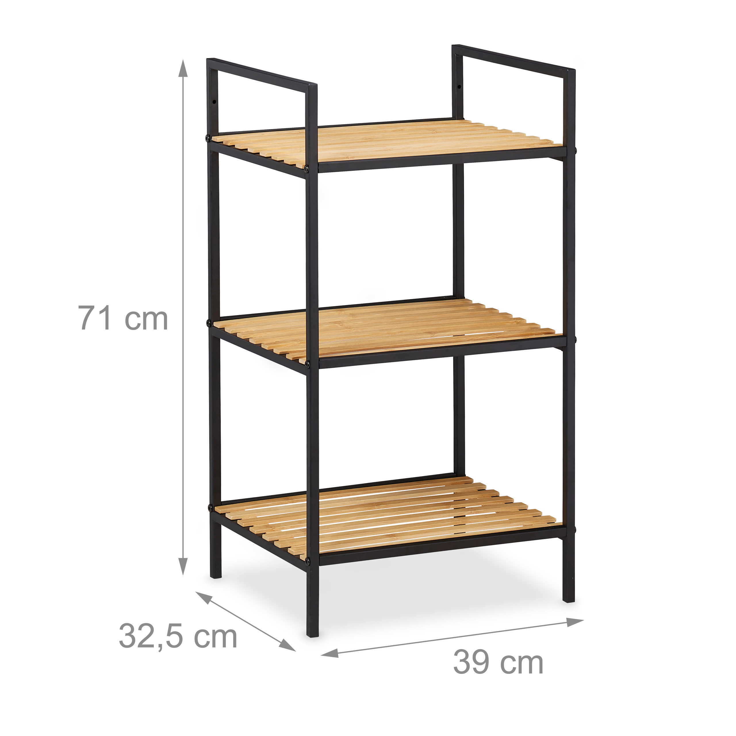 Estanteria bambu metal mueble de almacenamiento estante decorativo 3 estantes - Imagen 15 de 20