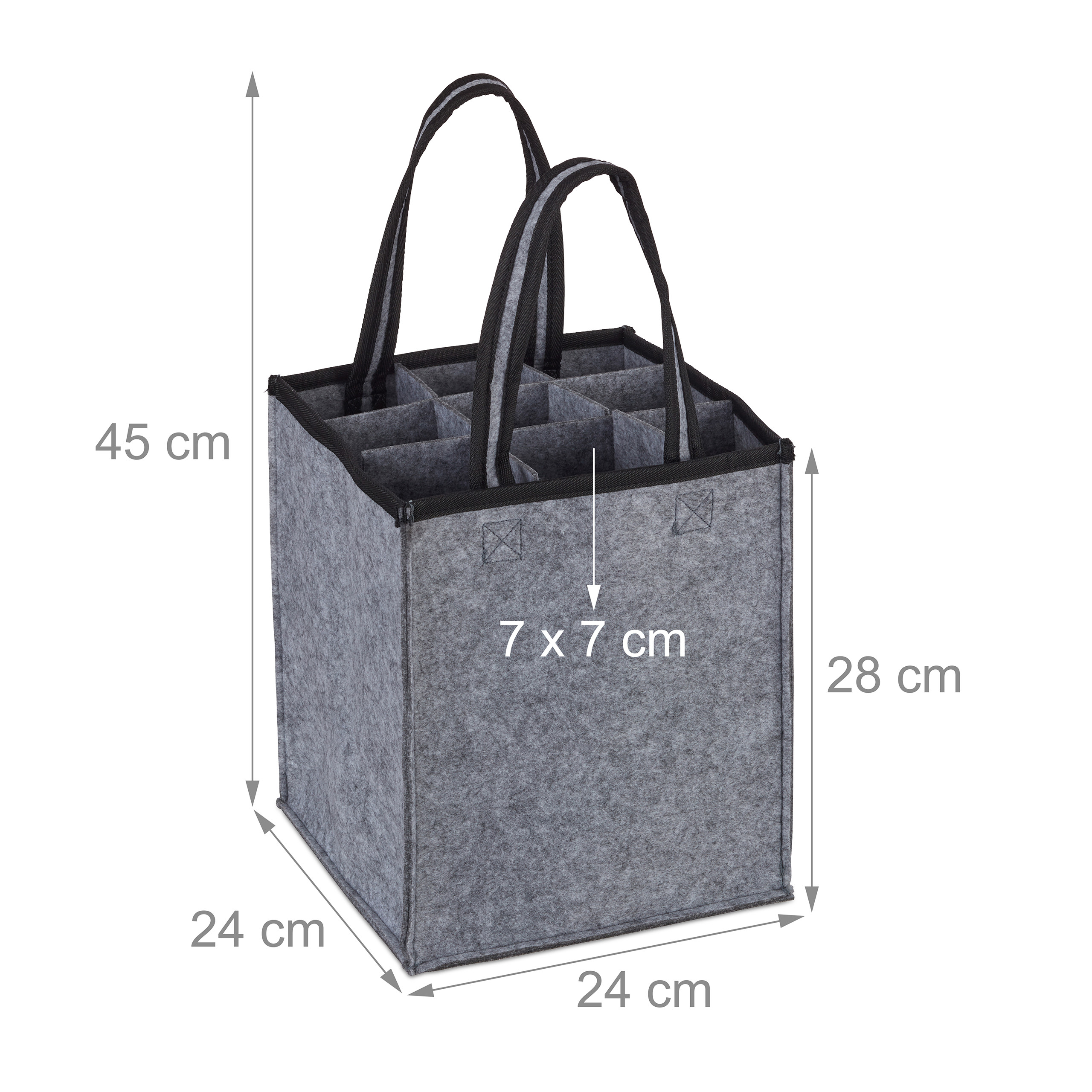 Borsa Portabottiglie Vino In Feltro 9 Scomparti | Pieghevole, Con Manico | Per Picnic, Feste, Regalo