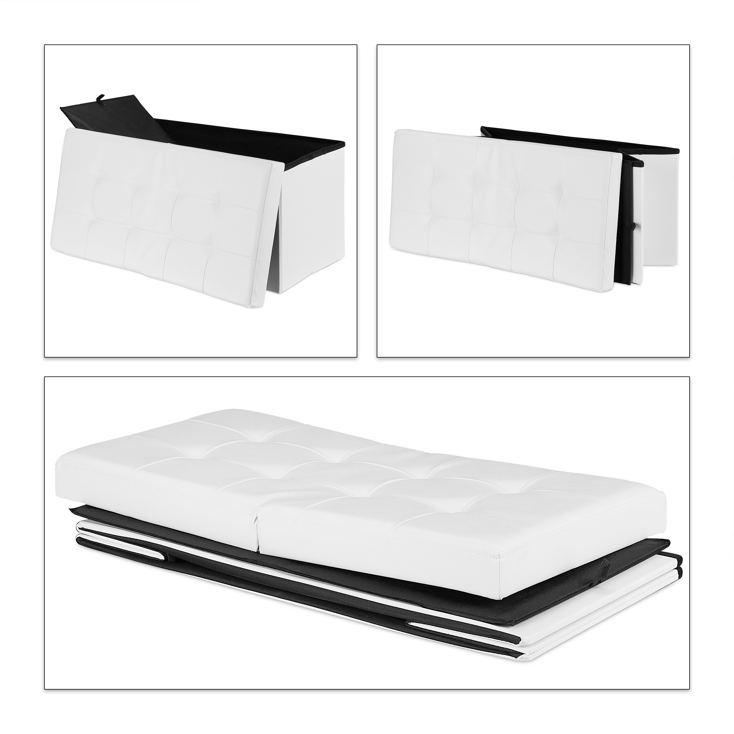 Baul almacenamiento puff decorativo taburete organizador acolchado plegable - Imagen 8 de 20
