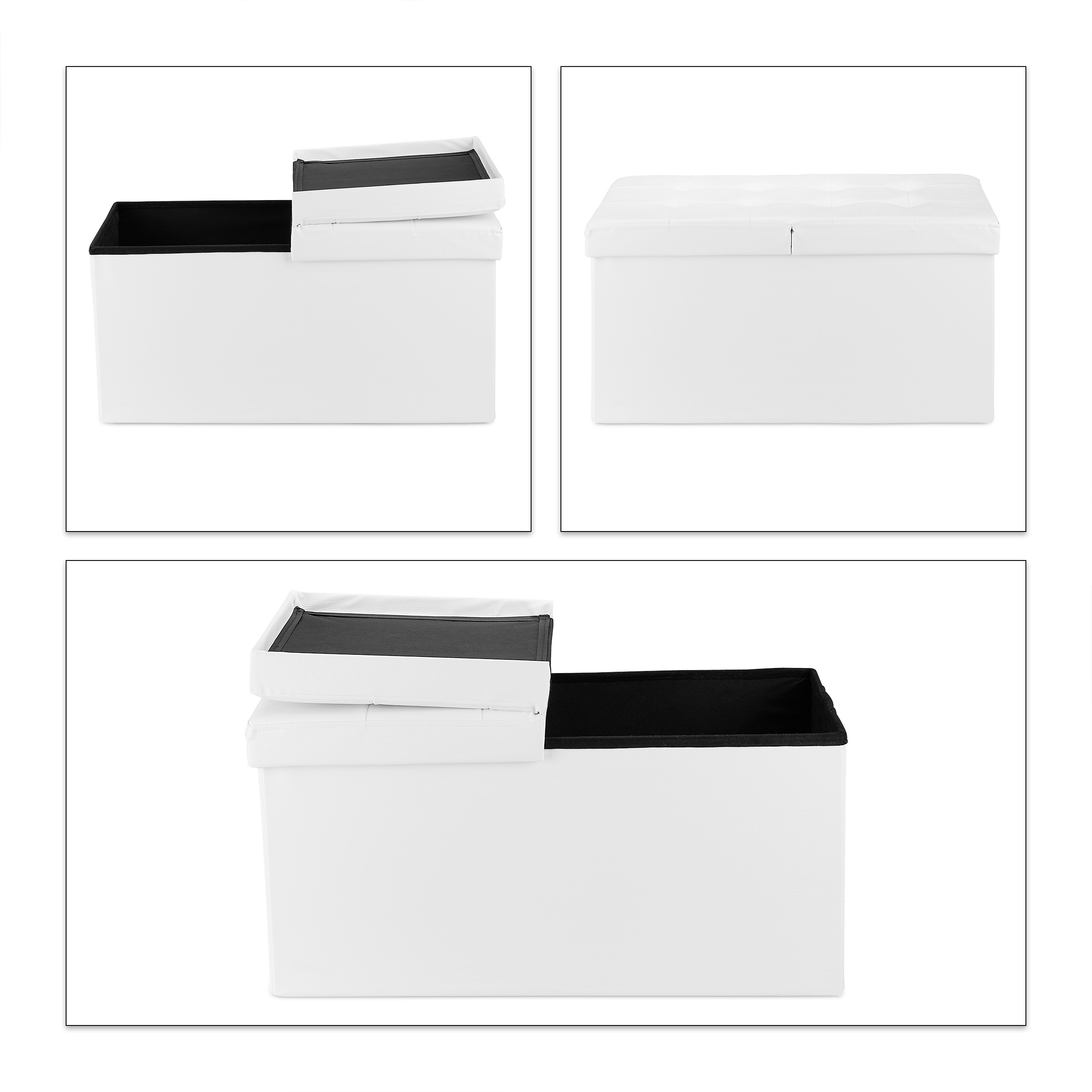 Baul almacenamiento puff decorativo taburete organizador acolchado plegable - Imagen 9 de 20