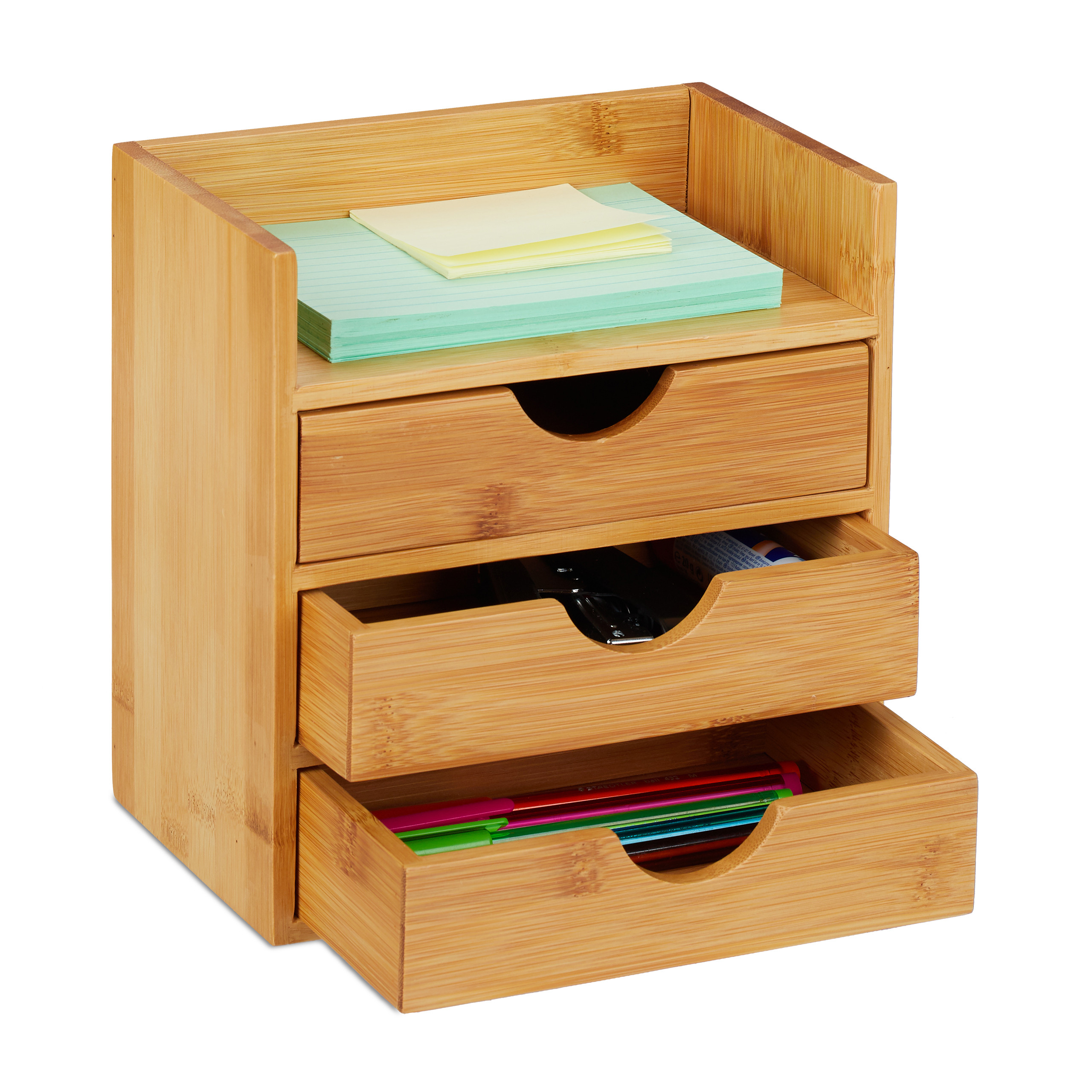 Schreibtisch organizer Schubladenbox Tischorganizer 3 Schubladen Bambus 1,3  kg | eBay.de