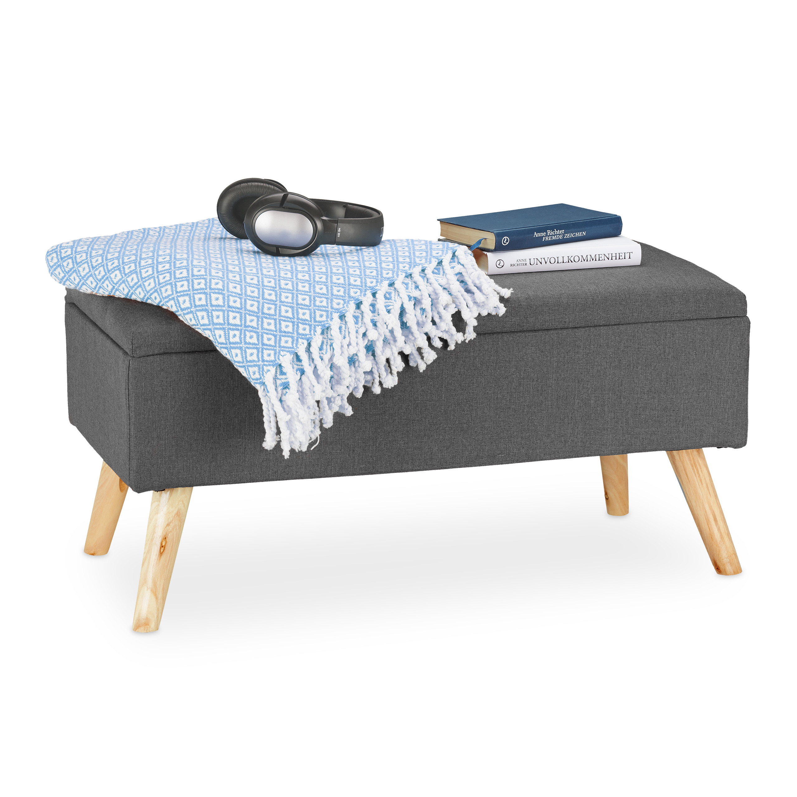 Baul almacenamiento puff organizador taburete decorativo acolchado ligero - Imagen 28 de 77
