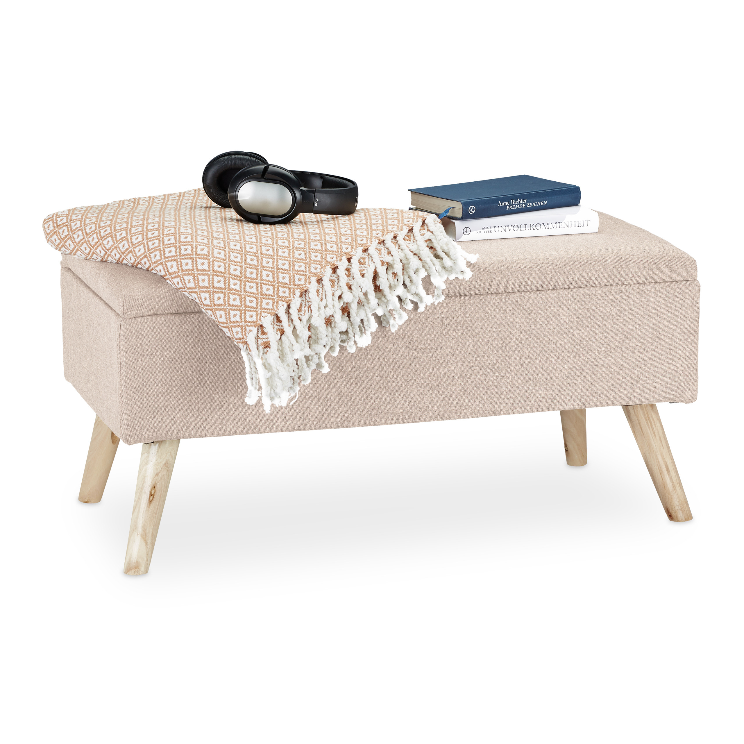 Baul almacenamiento puff organizador taburete decorativo acolchado ligero - Imagen 18 de 77