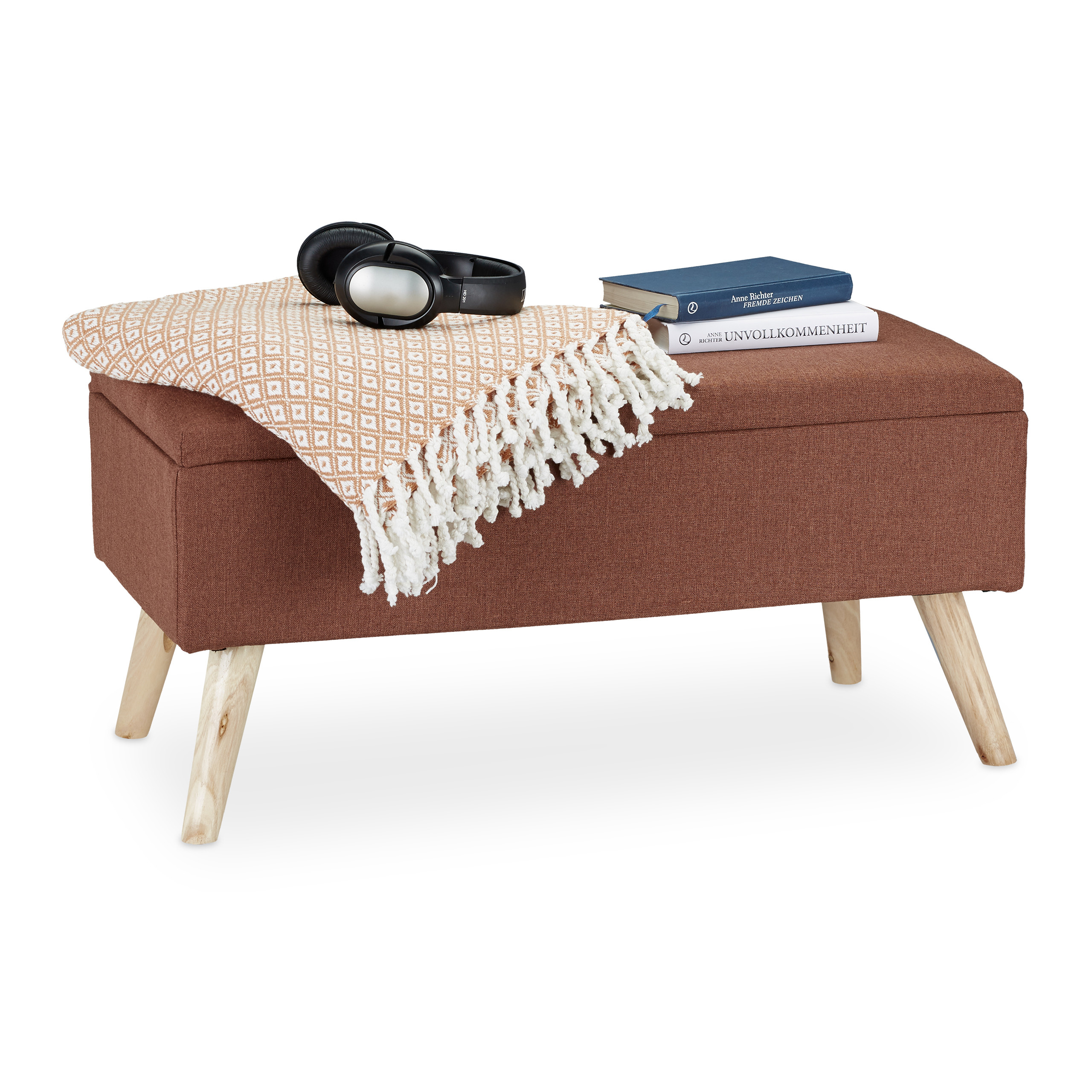 Baul almacenamiento puff organizador taburete decorativo acolchado ligero - Imagen 38 de 77