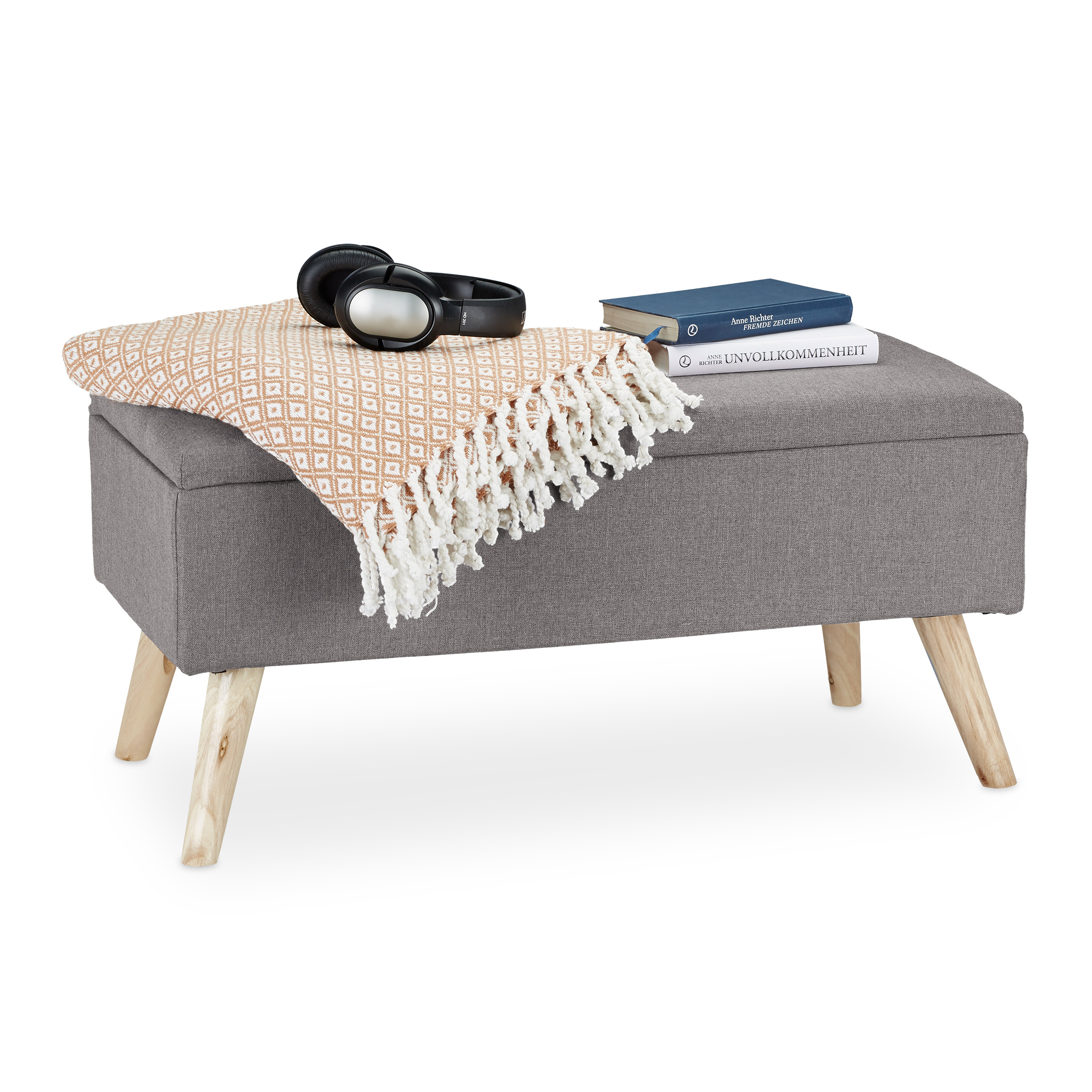 Baul almacenamiento puff organizador taburete decorativo acolchado ligero - Imagen 8 de 77