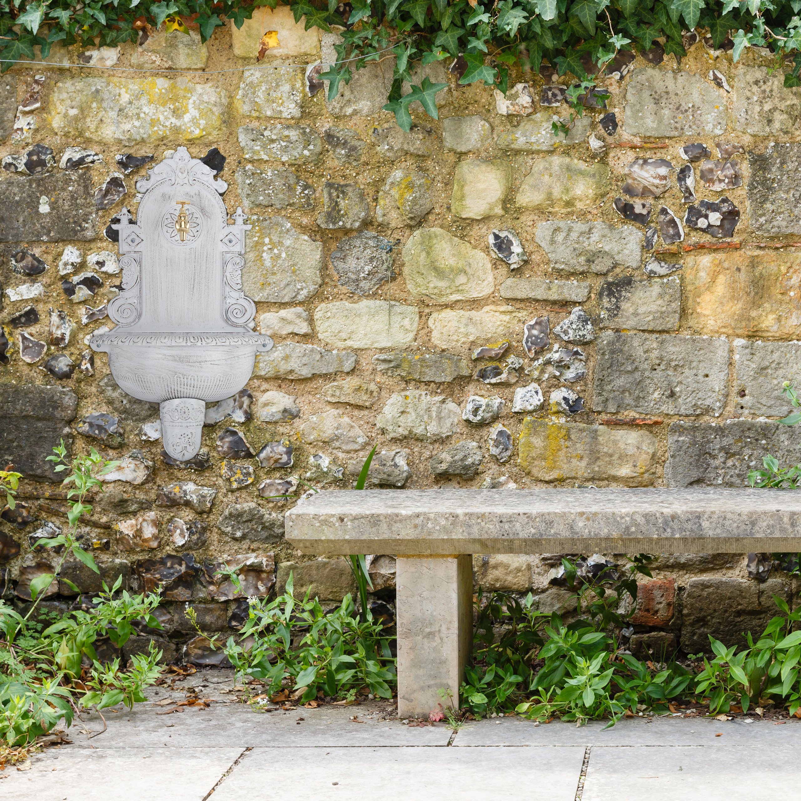 Wall Fountain Garden Fountain Antique Sink Nostalgia Fountain Powder Coated - Picture 15 of 18
