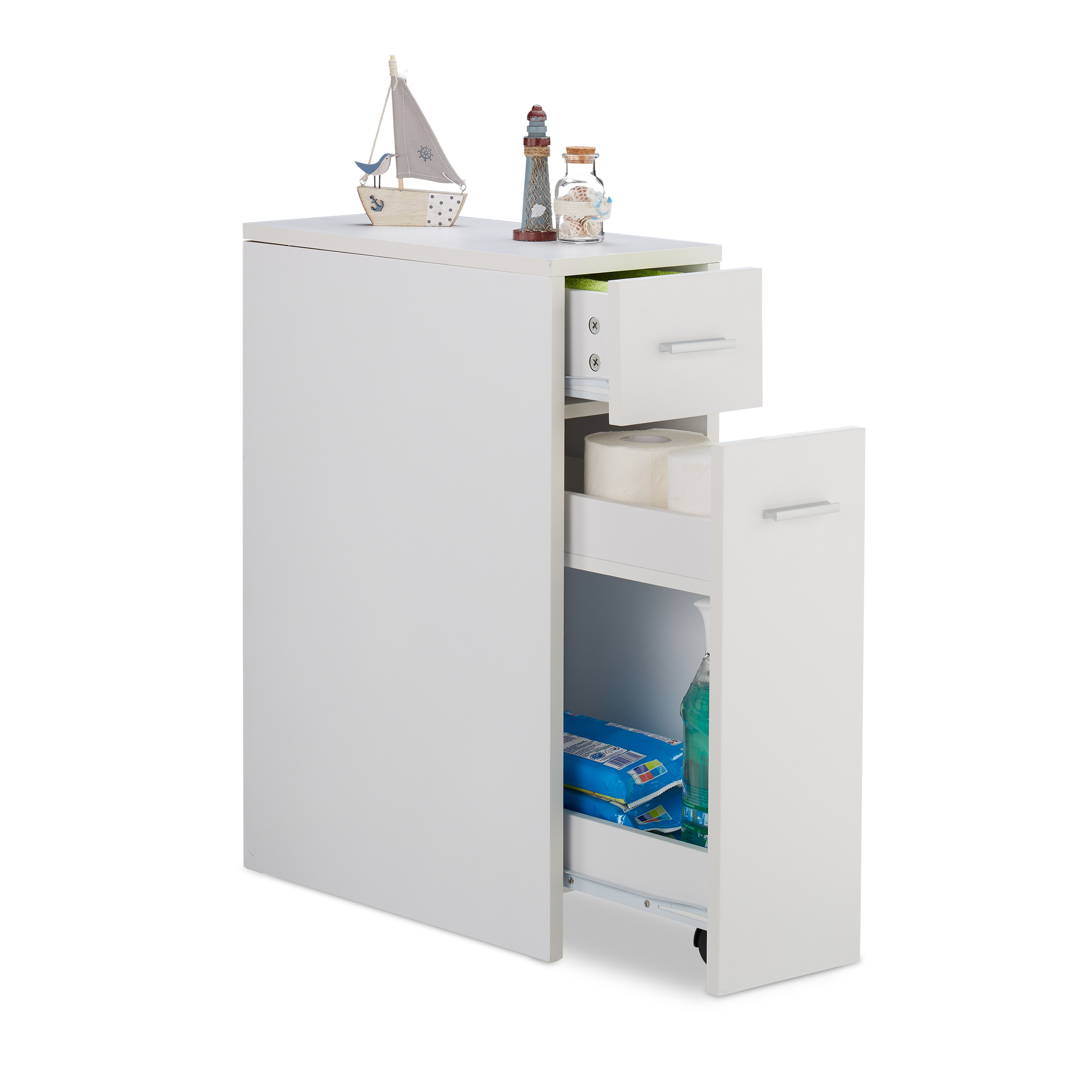 Nischenschrank Beistellschrank Küchenregal 2 Schubladen 20 cm breit Nischenregal