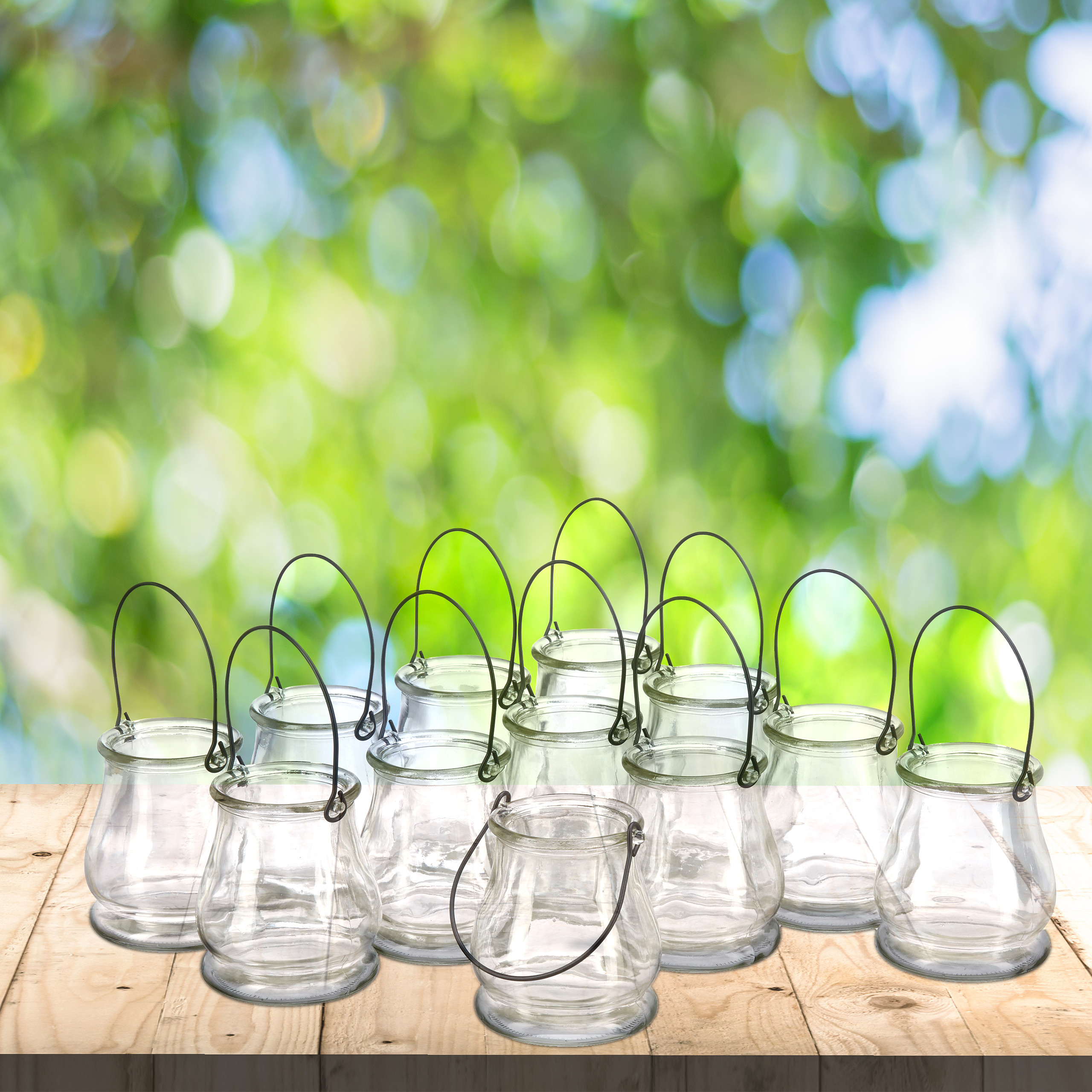 Relaxdays Portacandele In Vetro Con Manico - Set Di 12 Lanterne Per Interni Ed Esterni - Foto 10